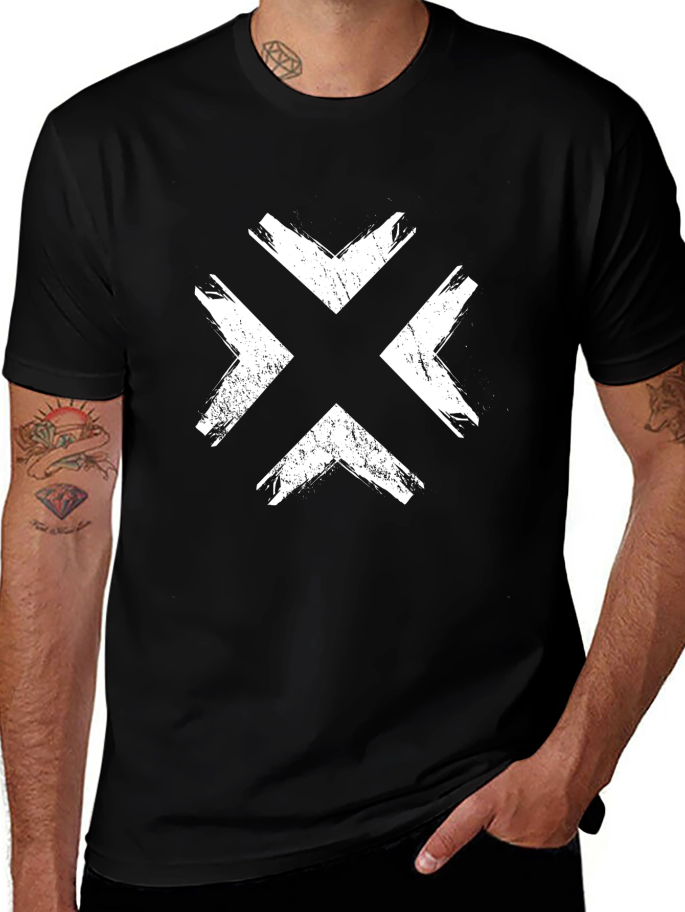 Grunge X Graphic Tee - Stylish Black Cotton T-Shirt