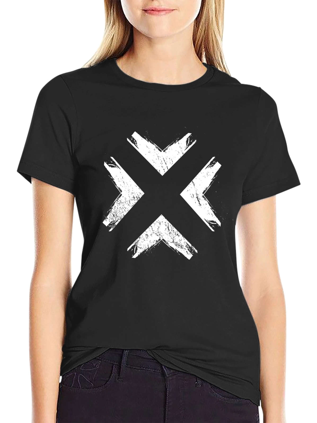 Grunge X Graphic Tee - Stylish Black Cotton T-Shirt