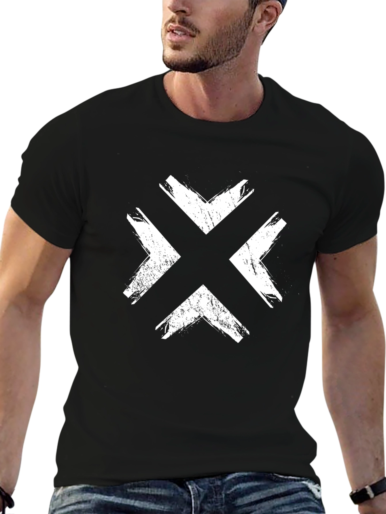 Grunge X Graphic Tee - Stylish Black Cotton T-Shirt