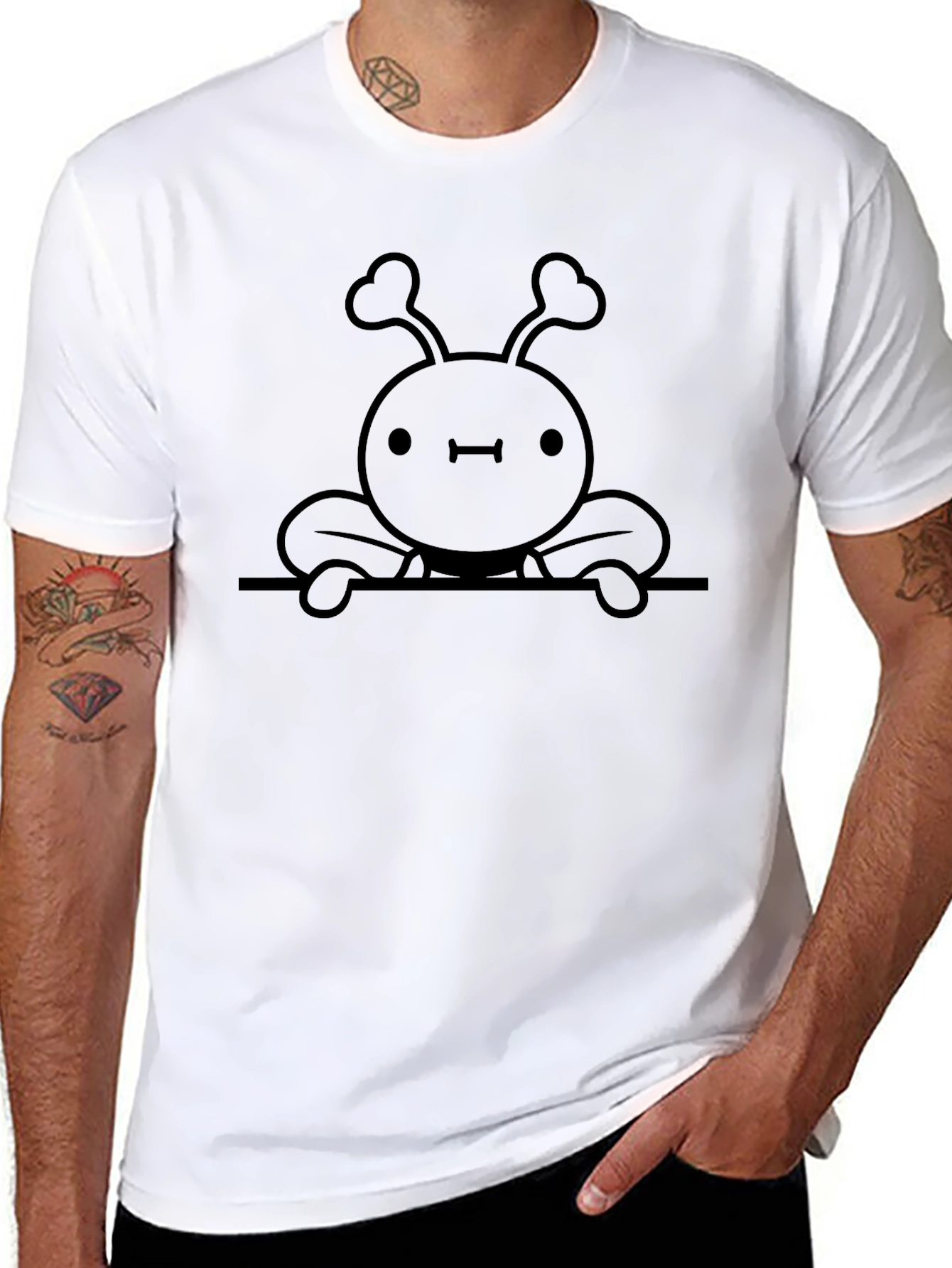 Cute Alien Graphic Black T-Shirt