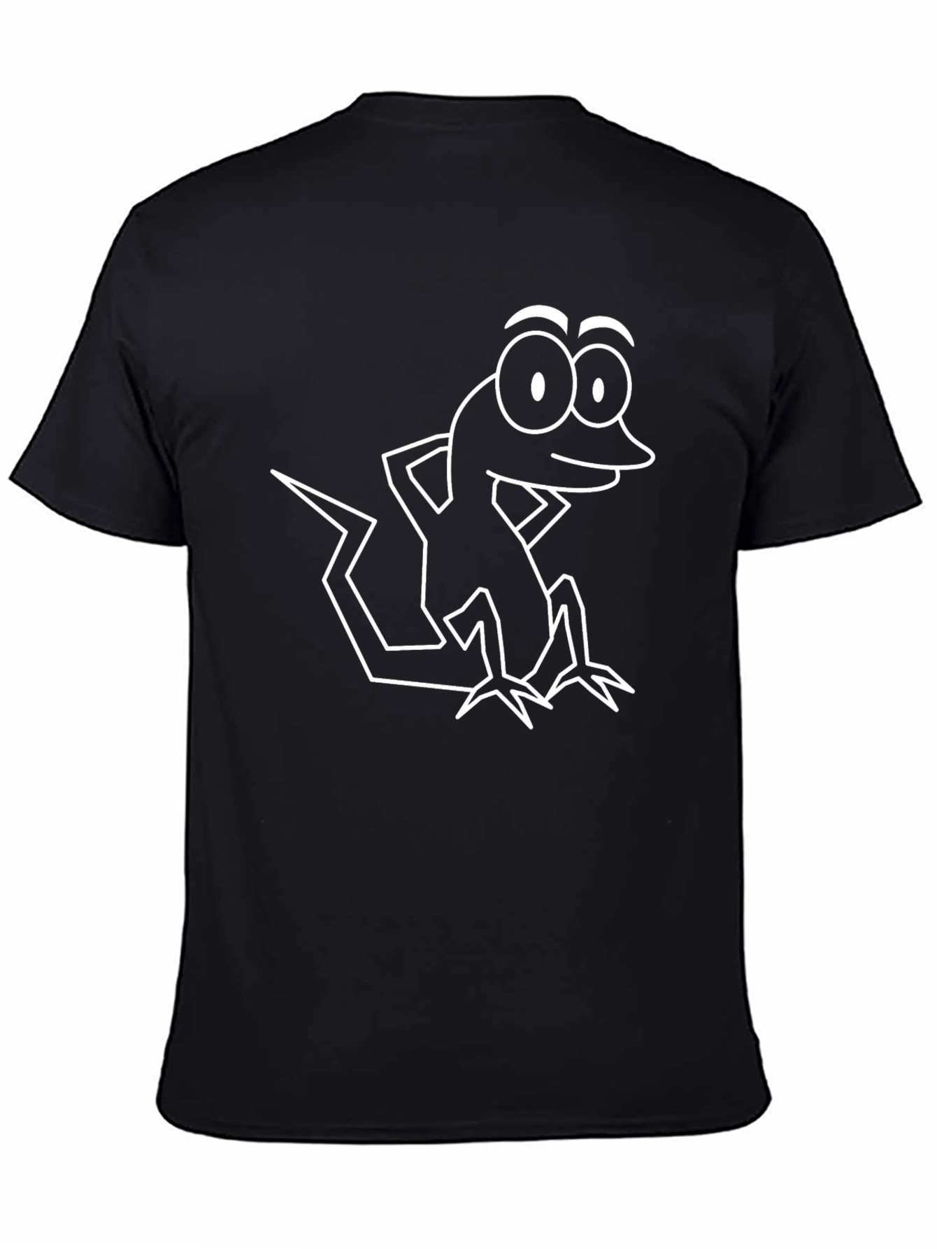 Cartoon Gecko Graphic Tee - Black