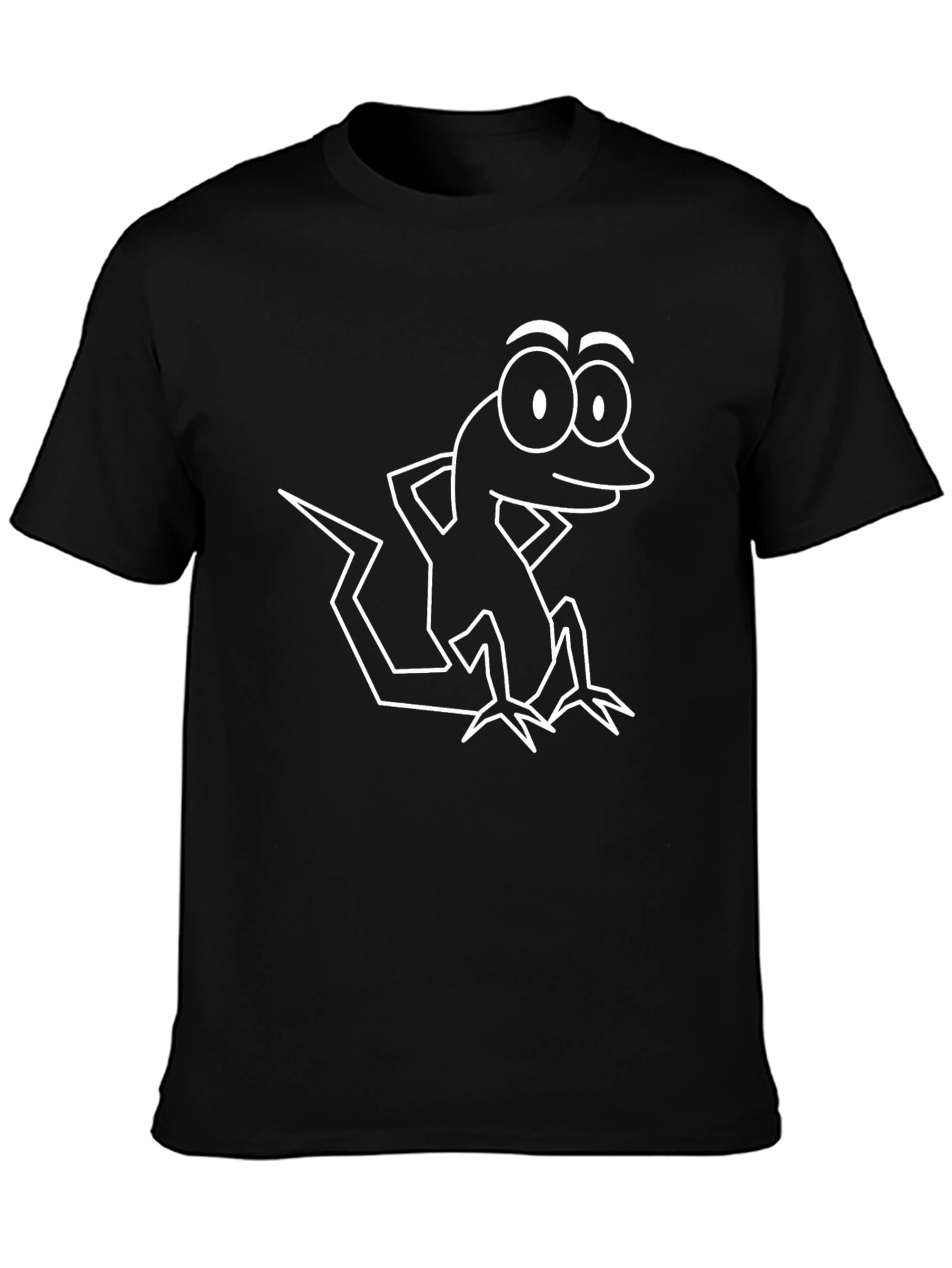 Cartoon Gecko Graphic Tee - Black