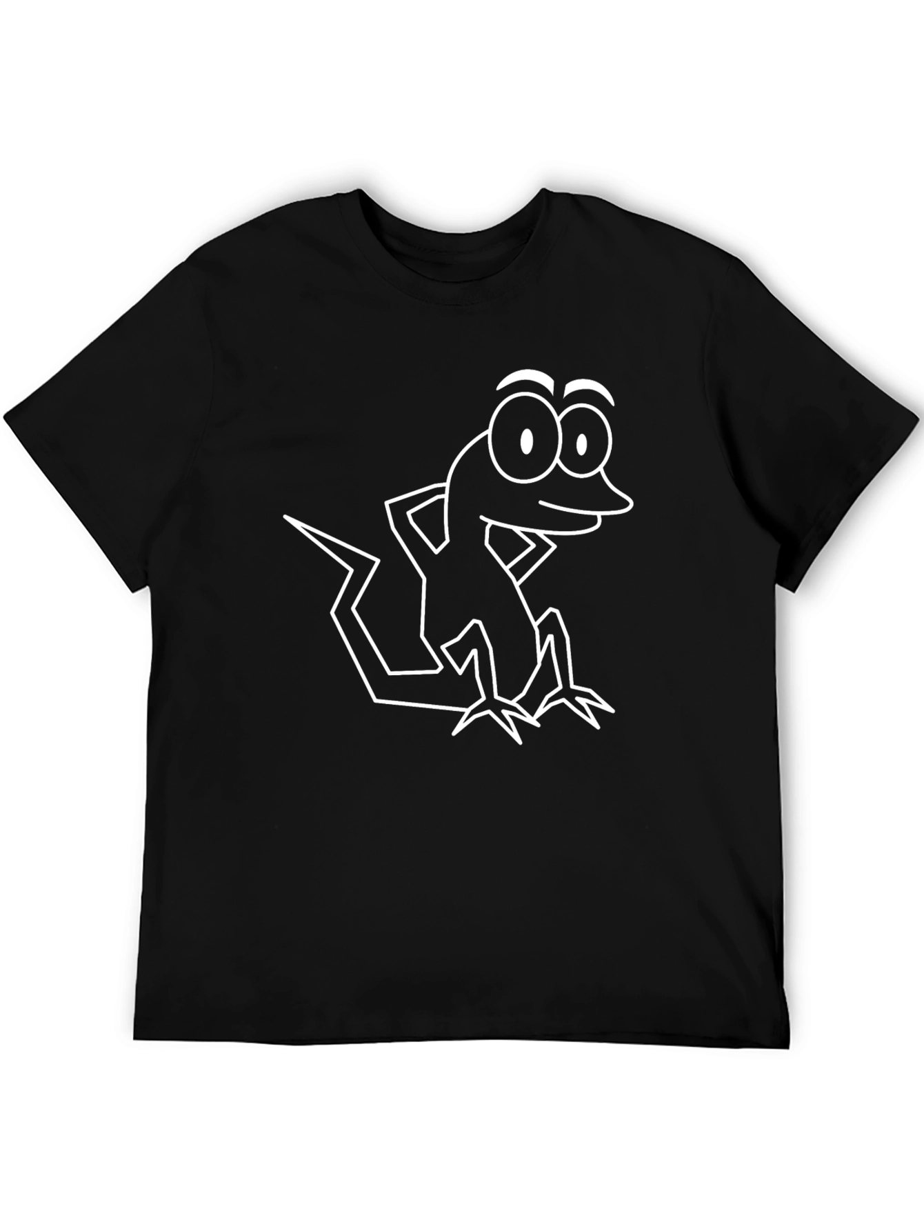 Cartoon Gecko Graphic Tee - Black