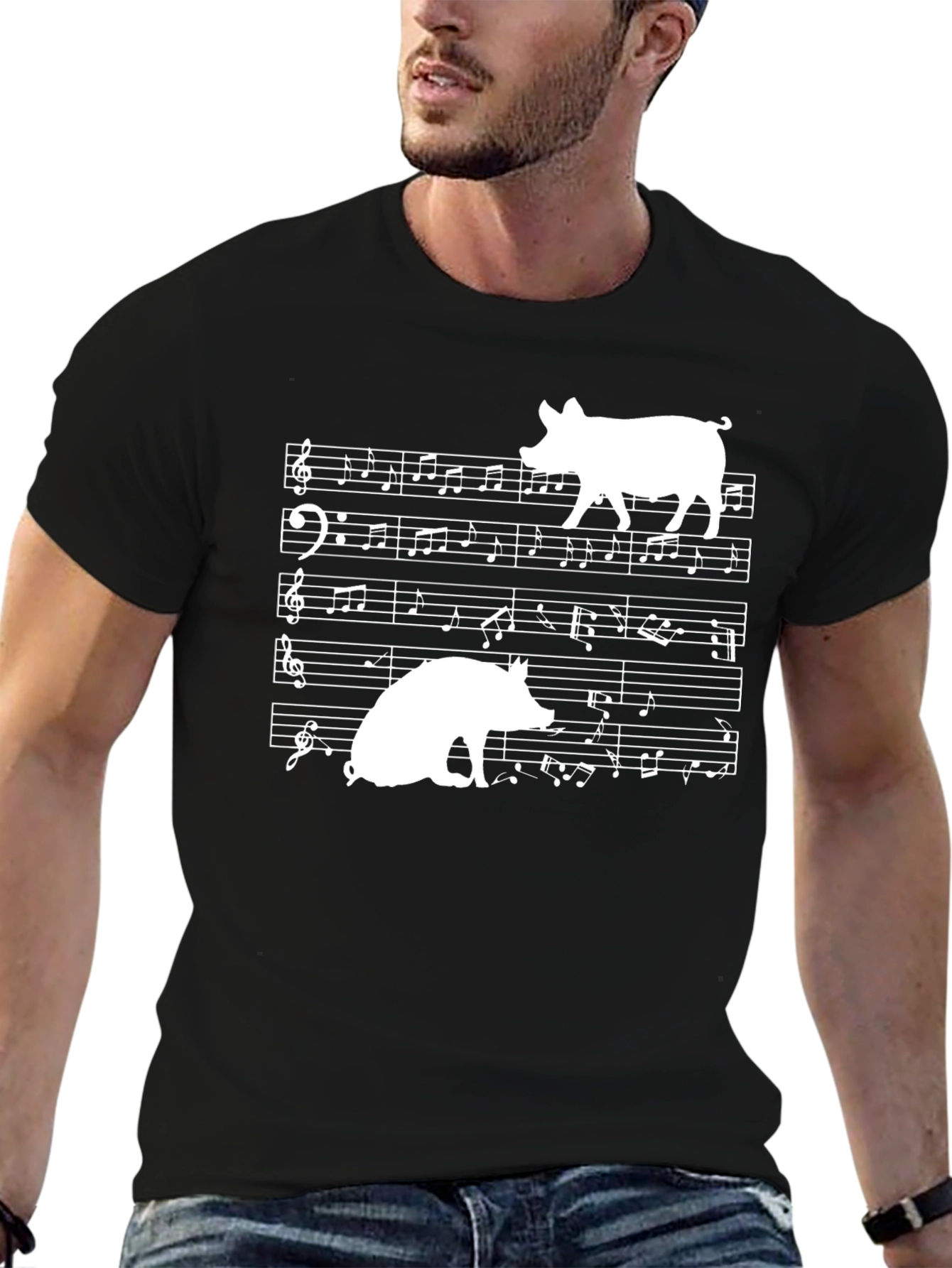 Musical Pigs Black Graphic Tee