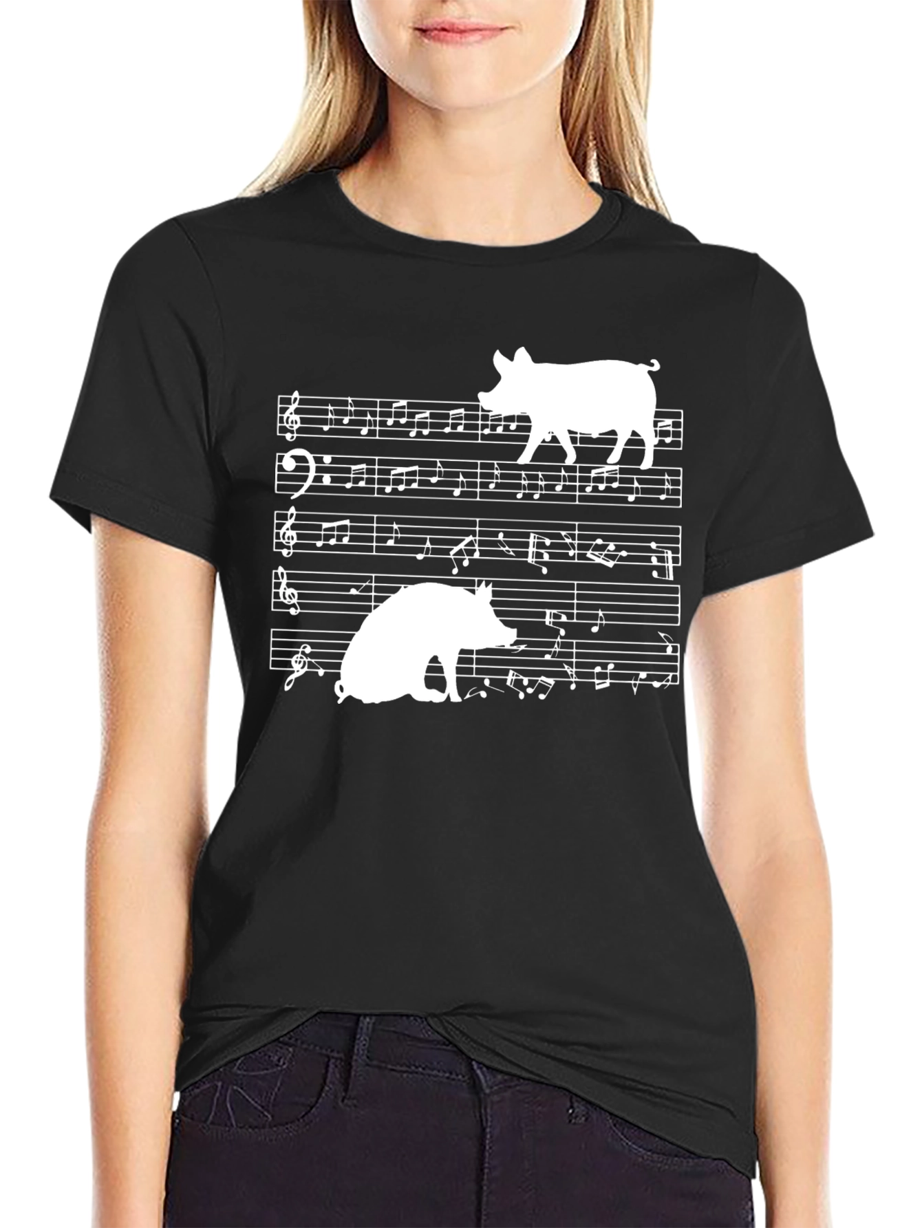 Musical Pigs Black Graphic Tee