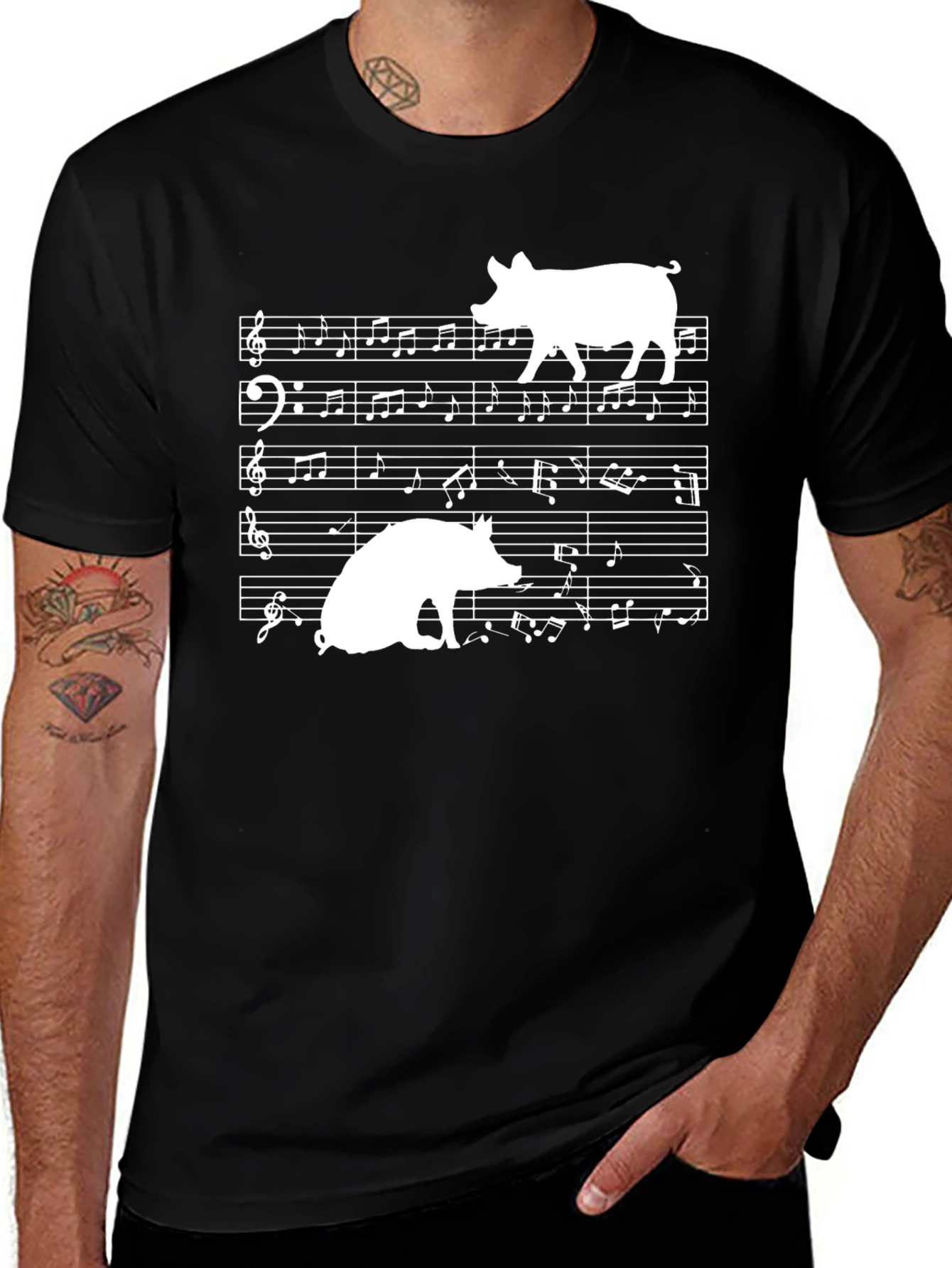 Musical Pigs Black Graphic Tee