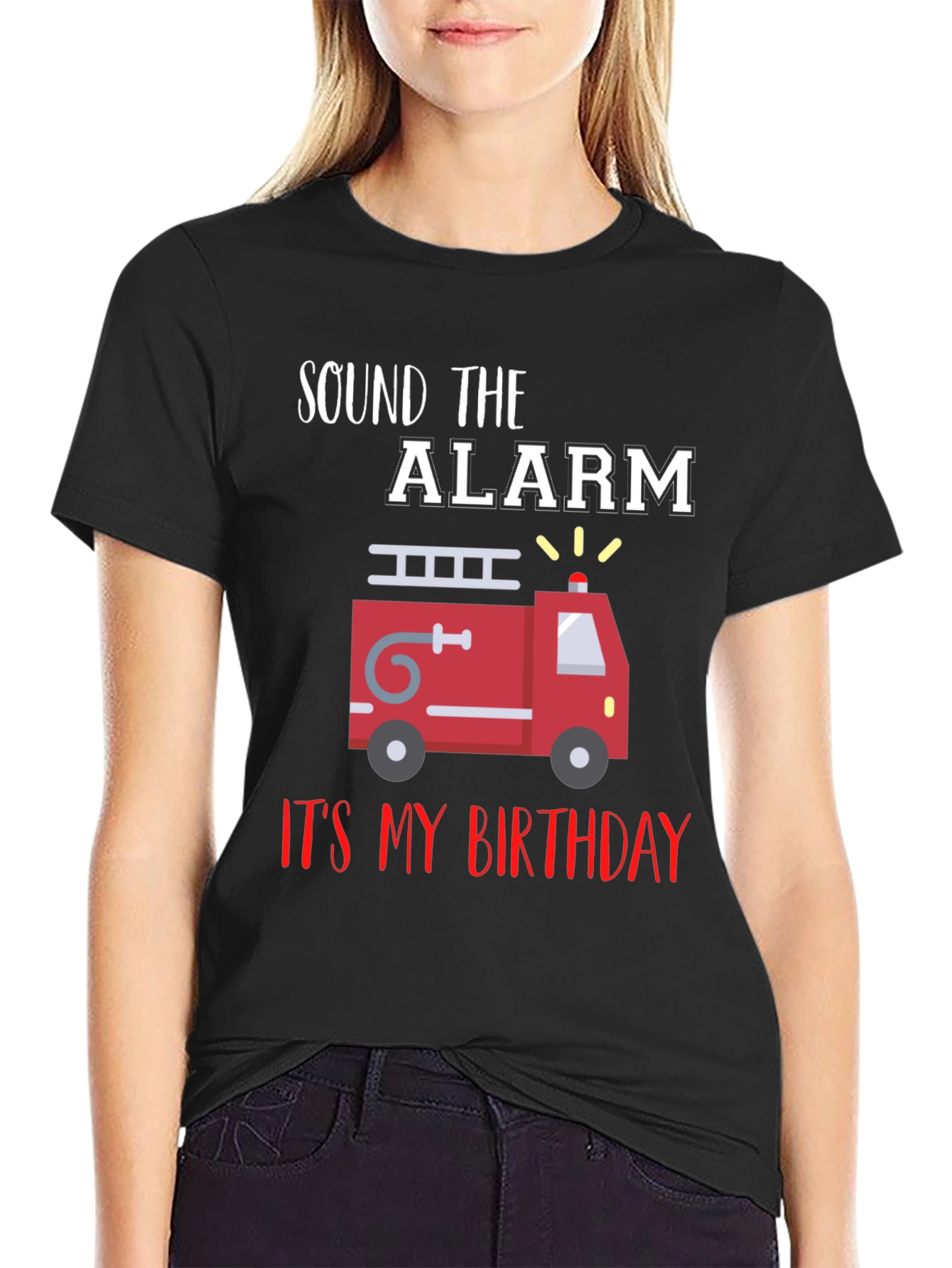 Firetruck Birthday T-Shirt - Sound the Alarm!