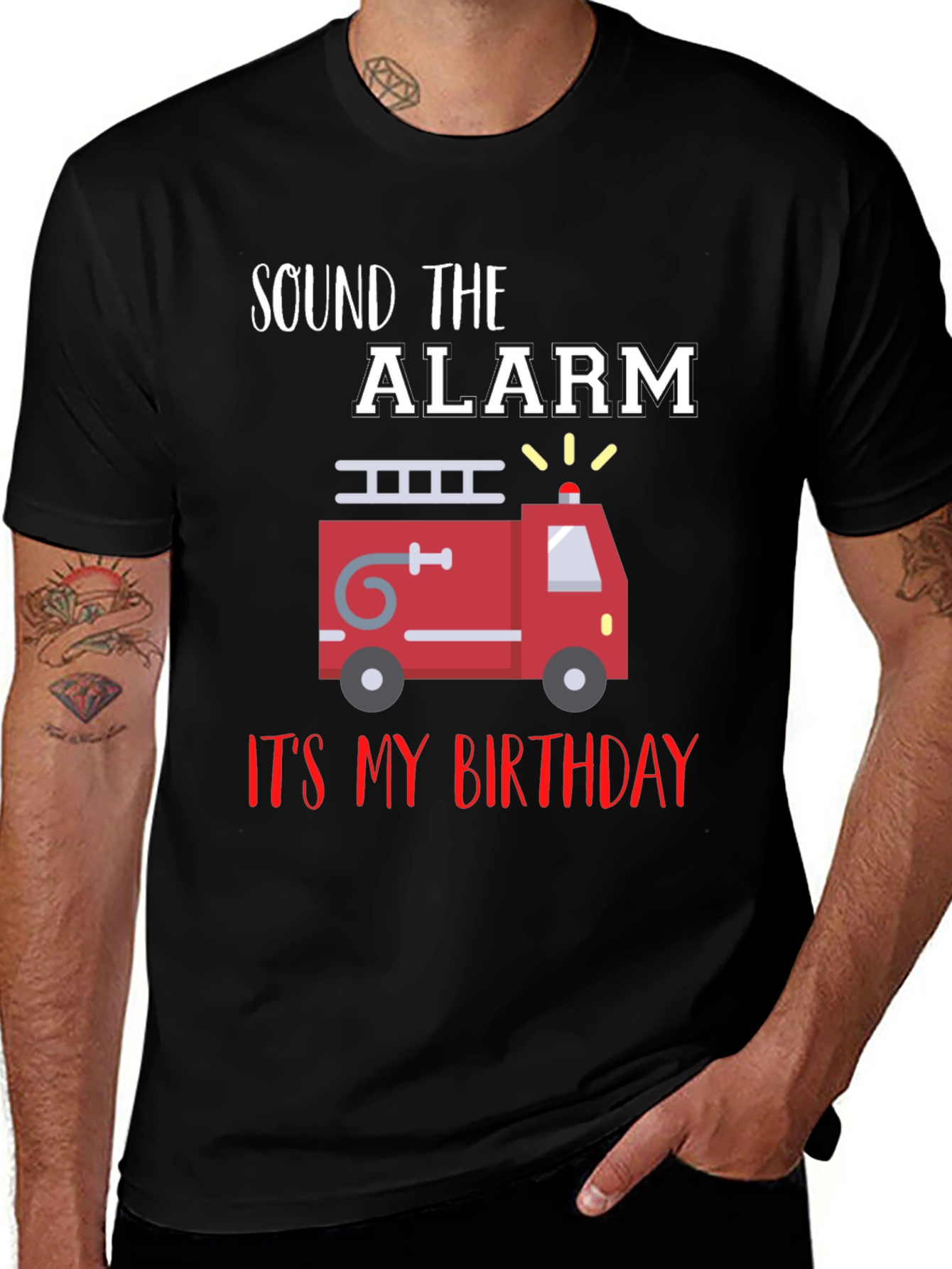 Firetruck Birthday T-Shirt - Sound the Alarm!