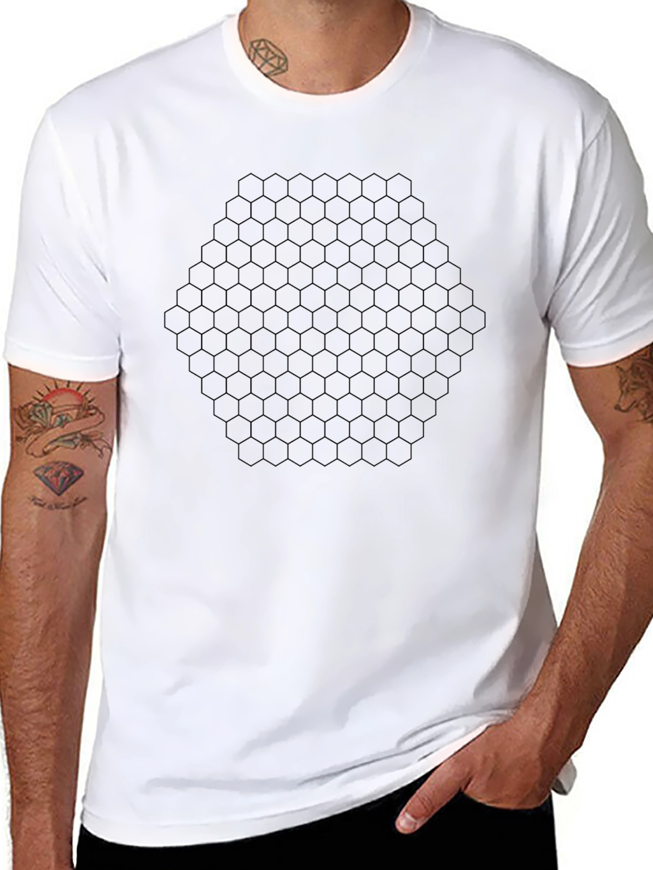 Hex Grid Graphic Tee - Geeky Geometric Design T-Shirt