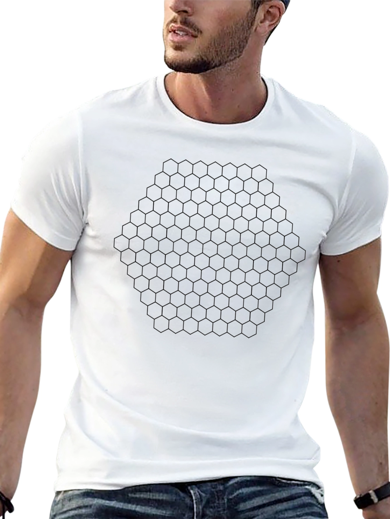 Hex Grid Graphic Tee - Geeky Geometric Design T-Shirt