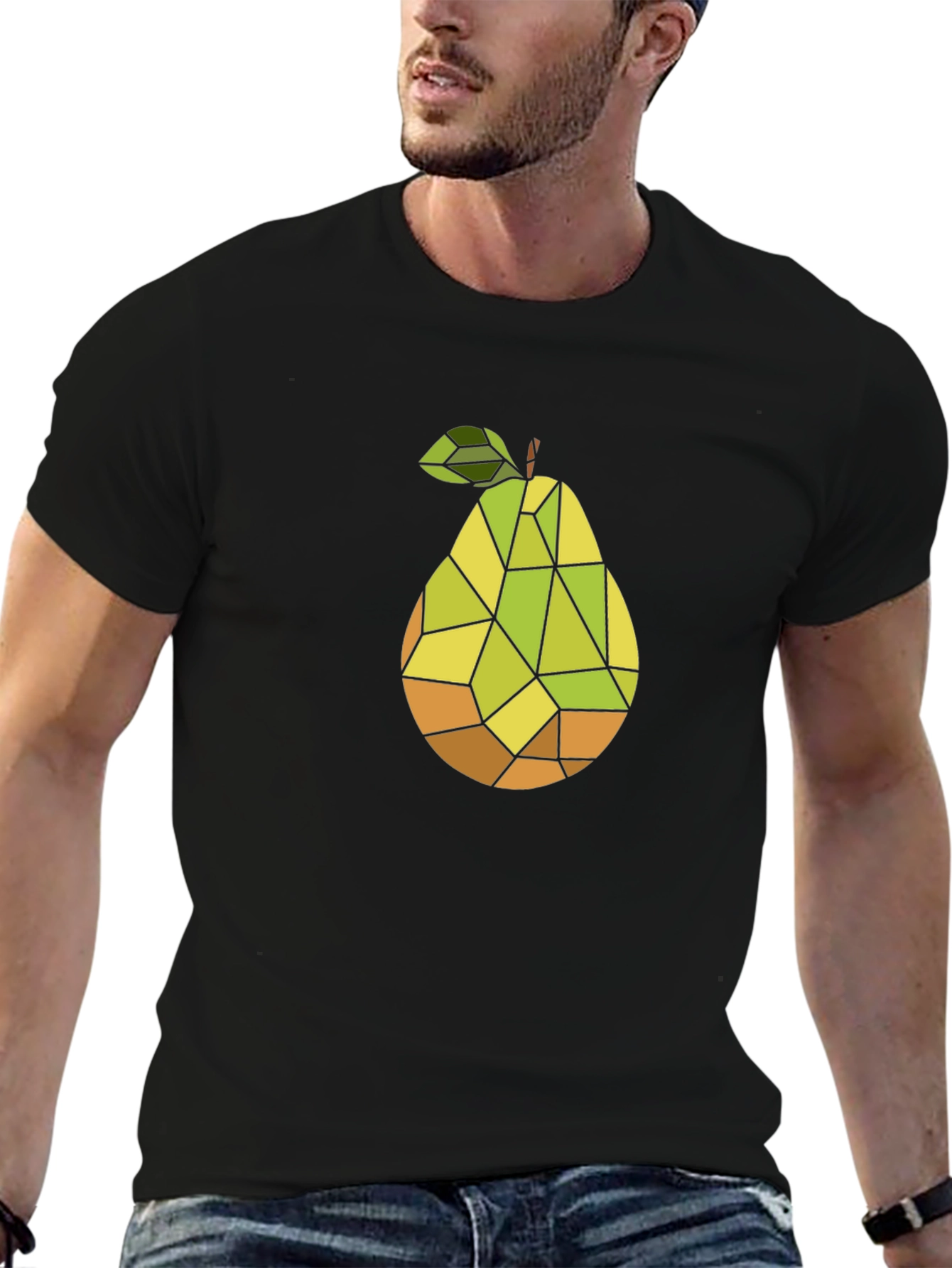 Geometric Pear Graphic Tee - Modern Art T-Shirt