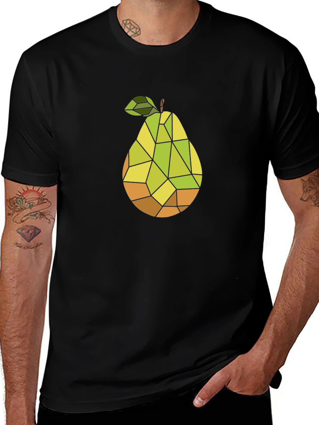 Geometric Pear Graphic Tee - Modern Art T-Shirt