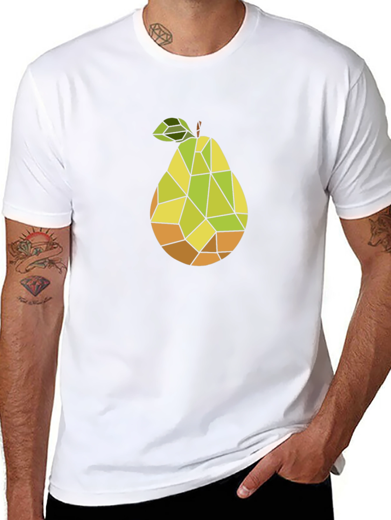 Geometric Pear Graphic Tee - Modern Art T-Shirt