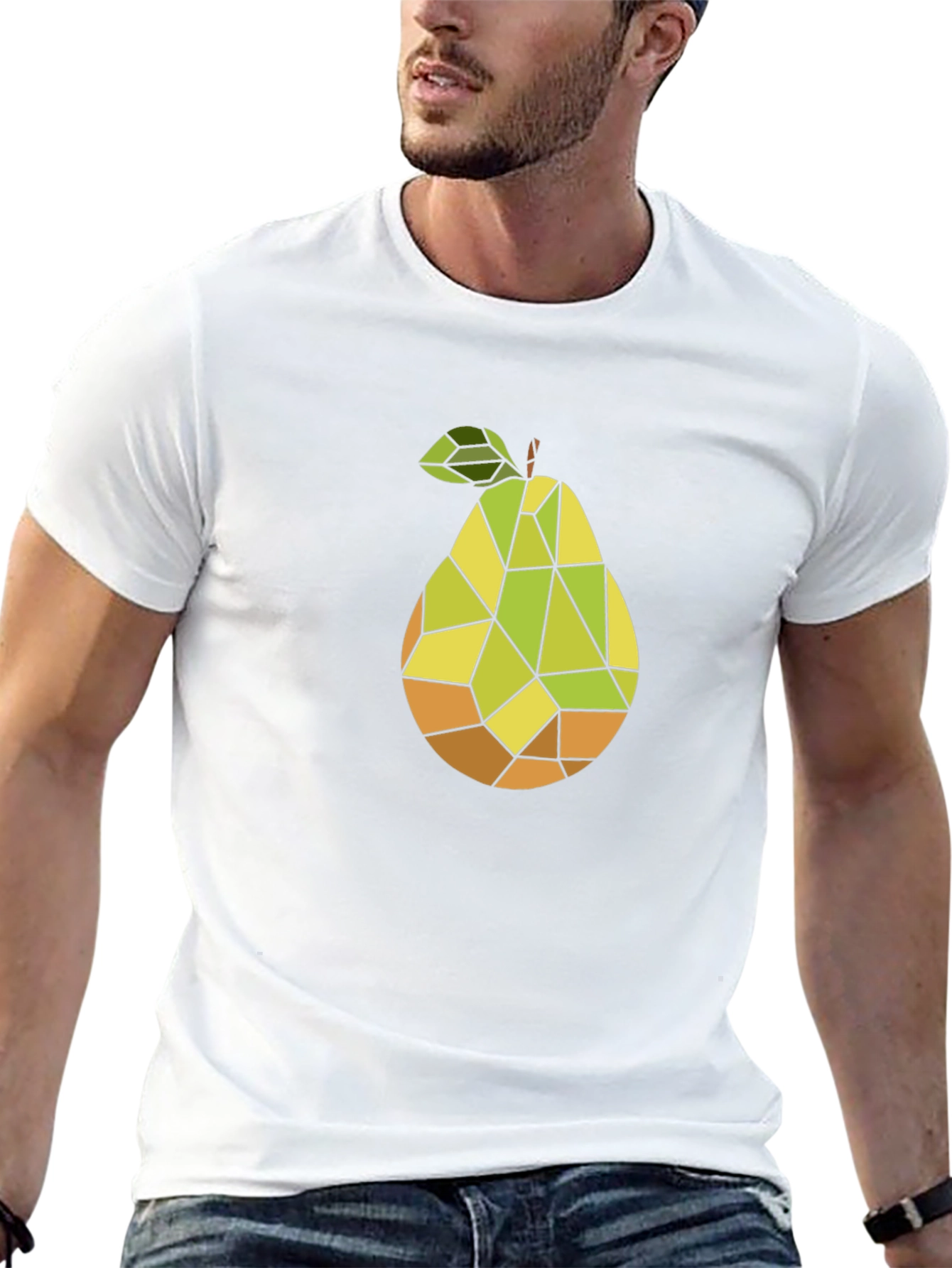 Geometric Pear Graphic Tee - Modern Art T-Shirt