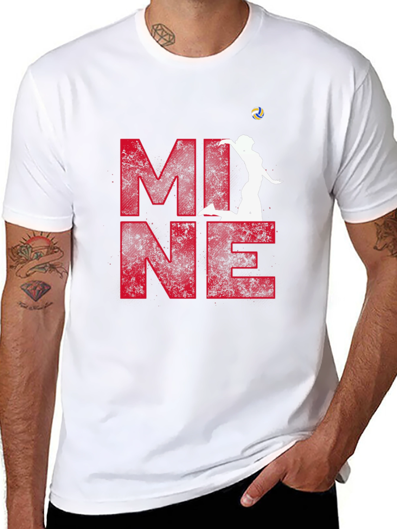 Volleyball Graphic Tee - MINE! Red & Black Shirt