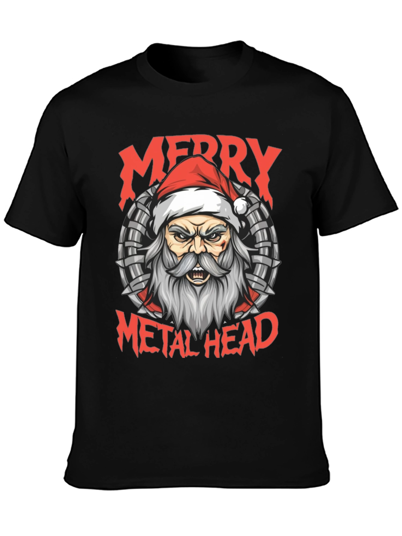 Merry Metal Head T-Shirt Santa Heavy Metal Tee