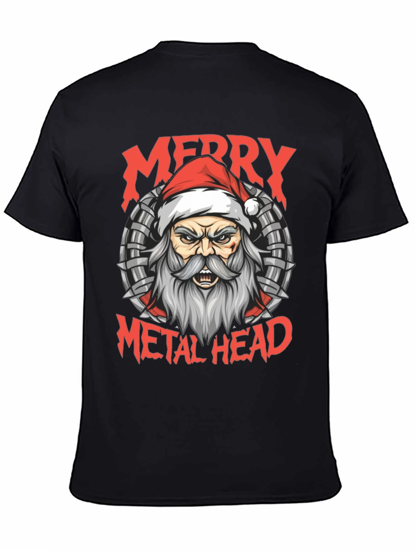 Merry Metal Head T-Shirt Santa Heavy Metal Tee