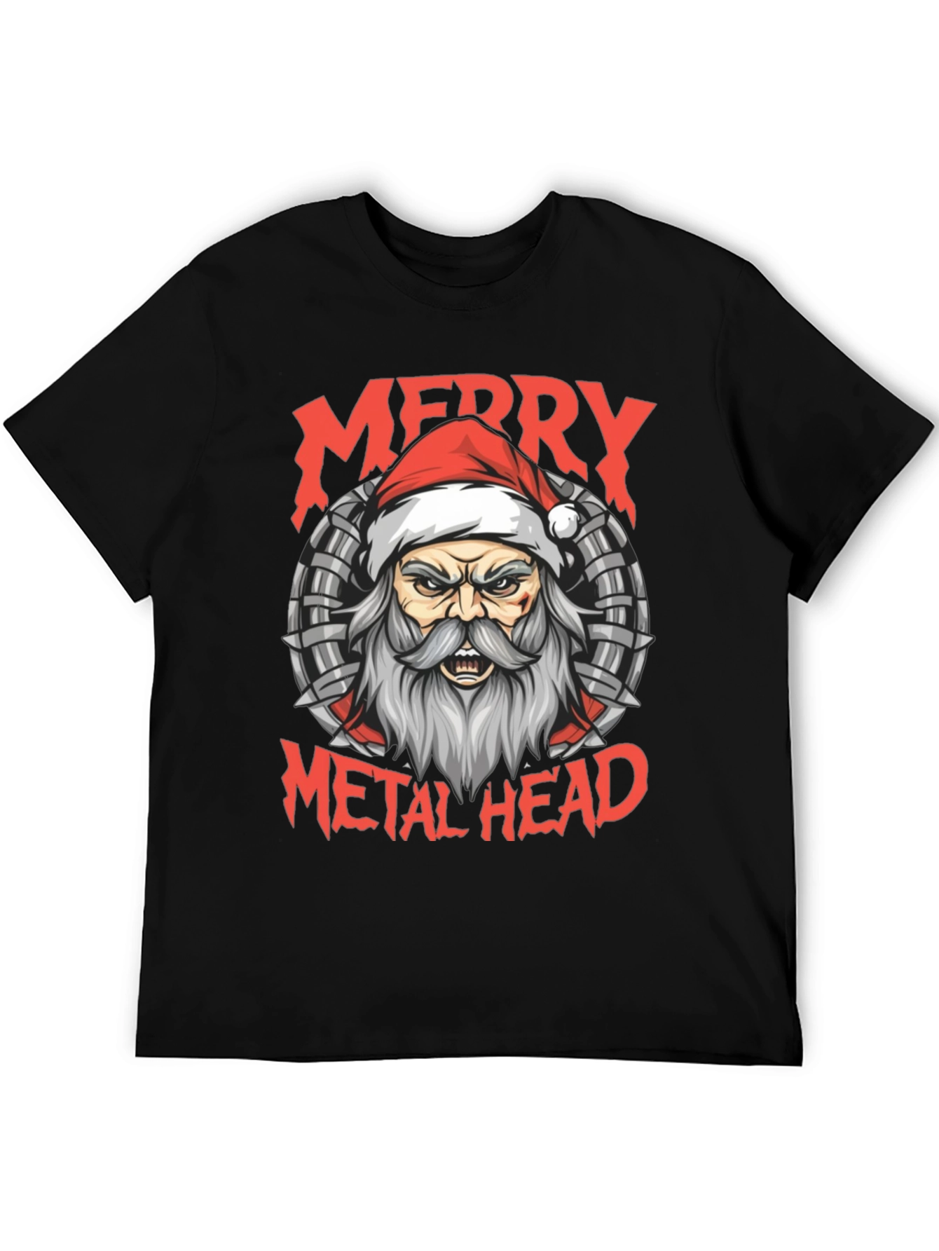 Merry Metal Head T-Shirt Santa Heavy Metal Tee