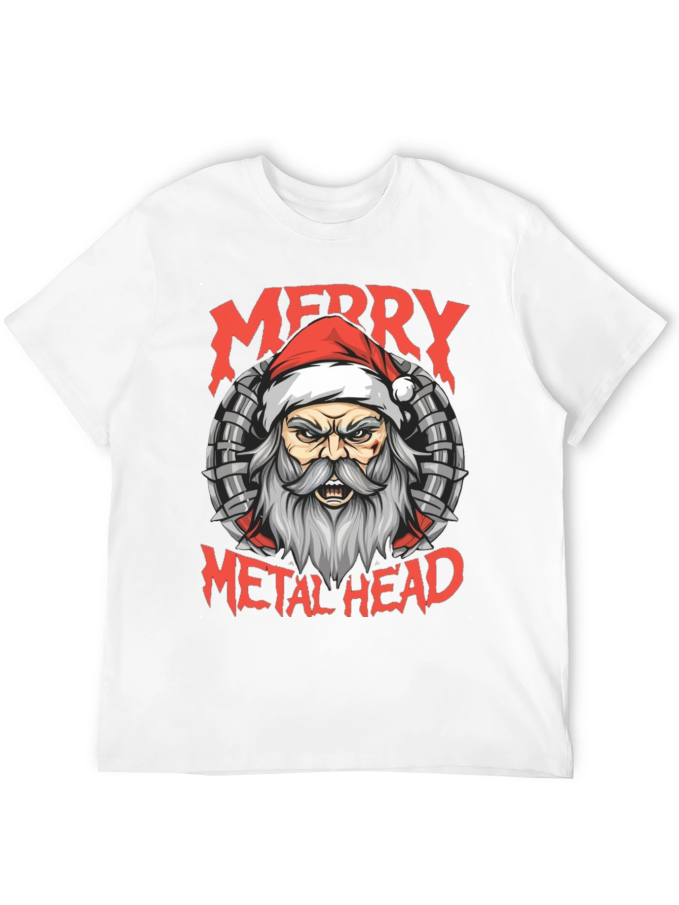 Merry Metal Head T-Shirt Santa Heavy Metal Tee