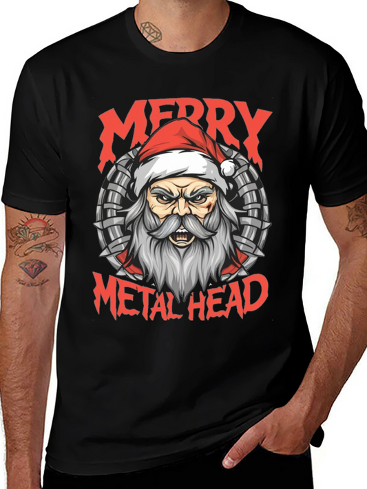 Merry Metal Head T-Shirt Santa Heavy Metal Tee
