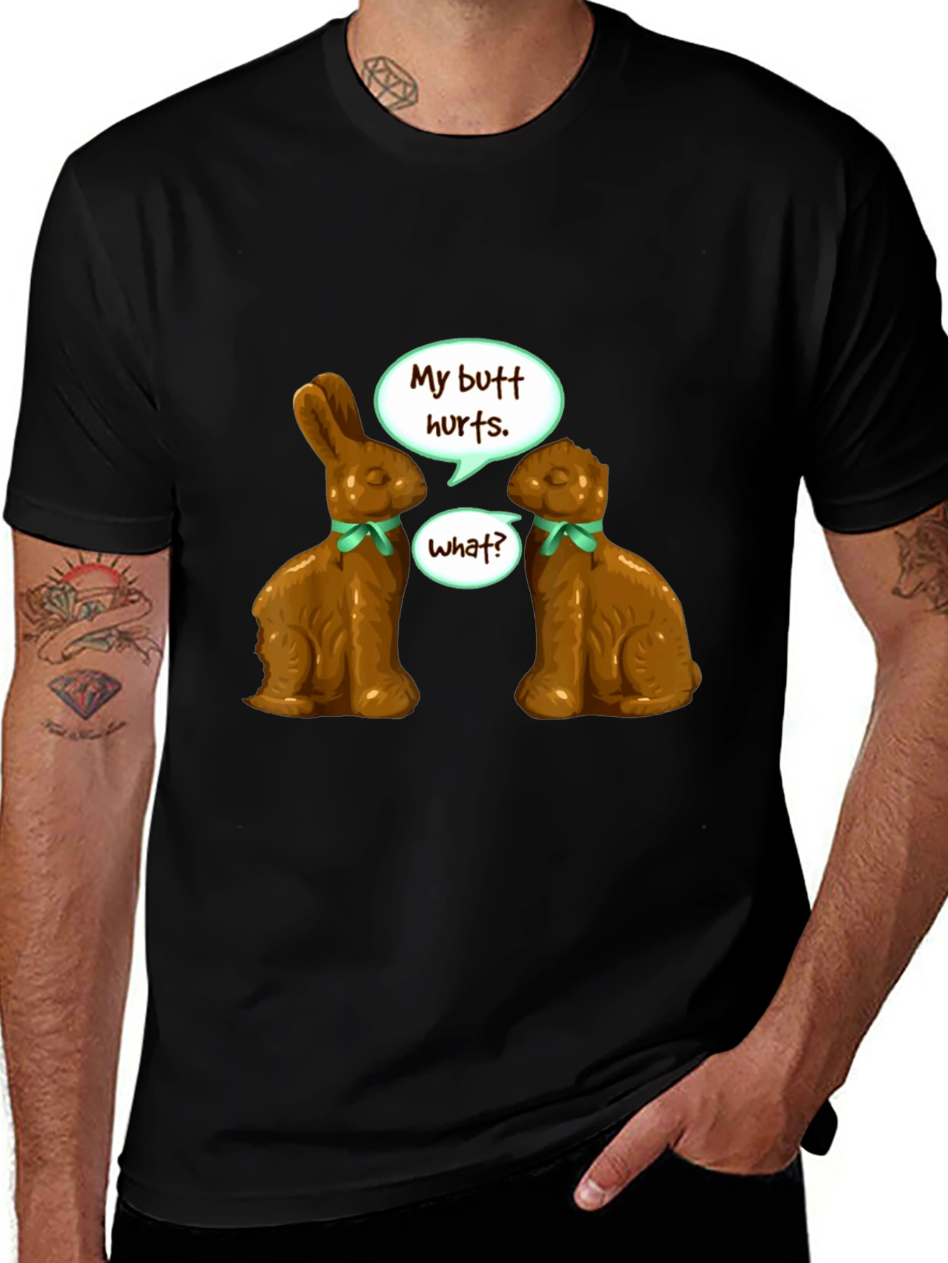 Funny Chocolate Bunny Butt Hurts T-Shirt