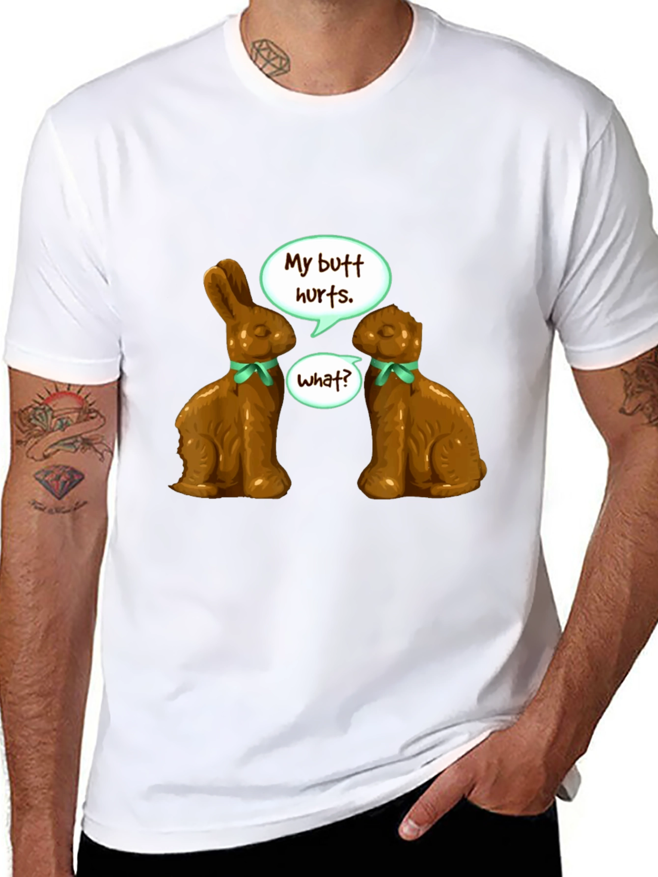 Funny Chocolate Bunny Butt Hurts T-Shirt