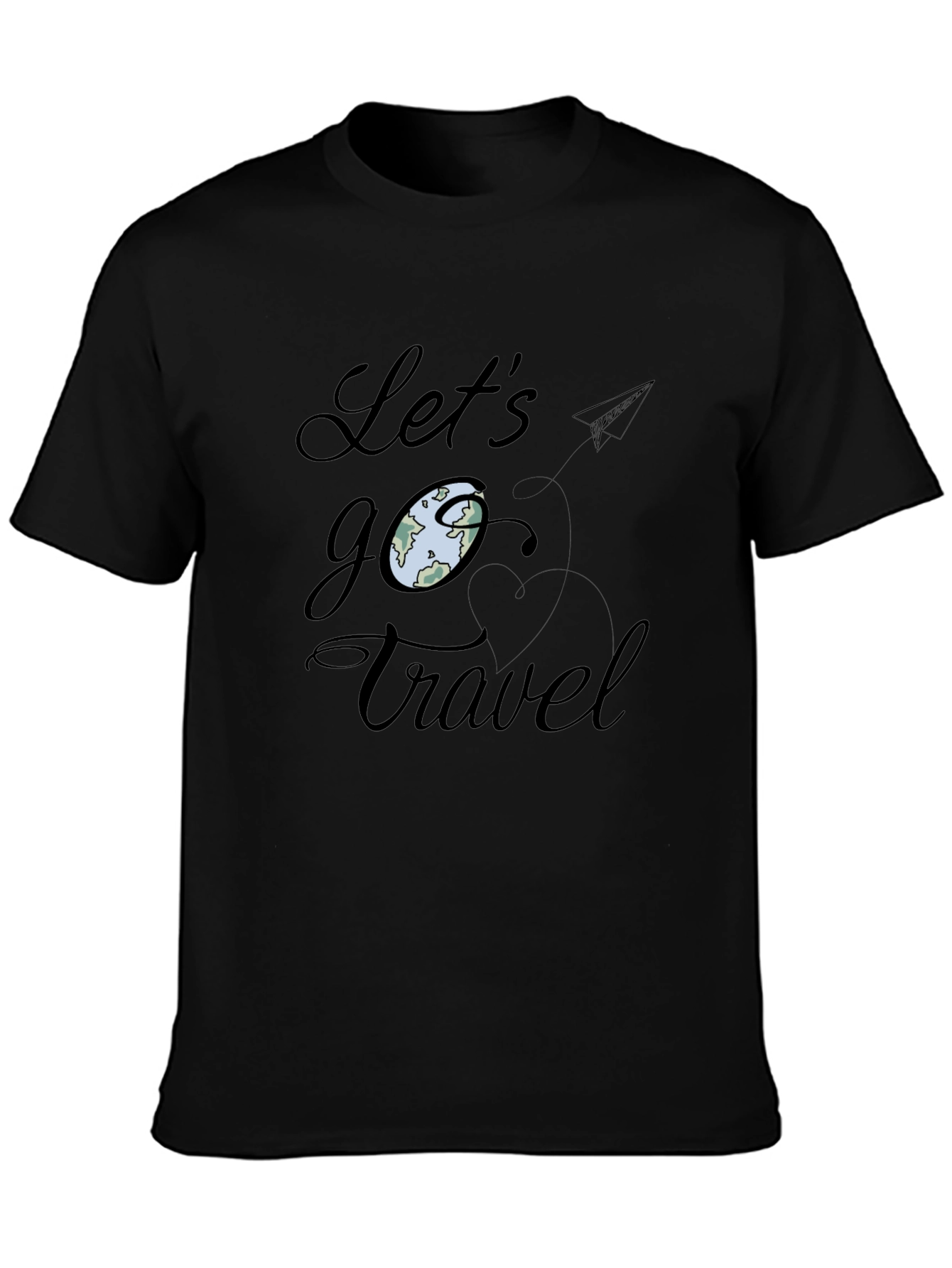 Lets Go Travel Black Graphic Tee