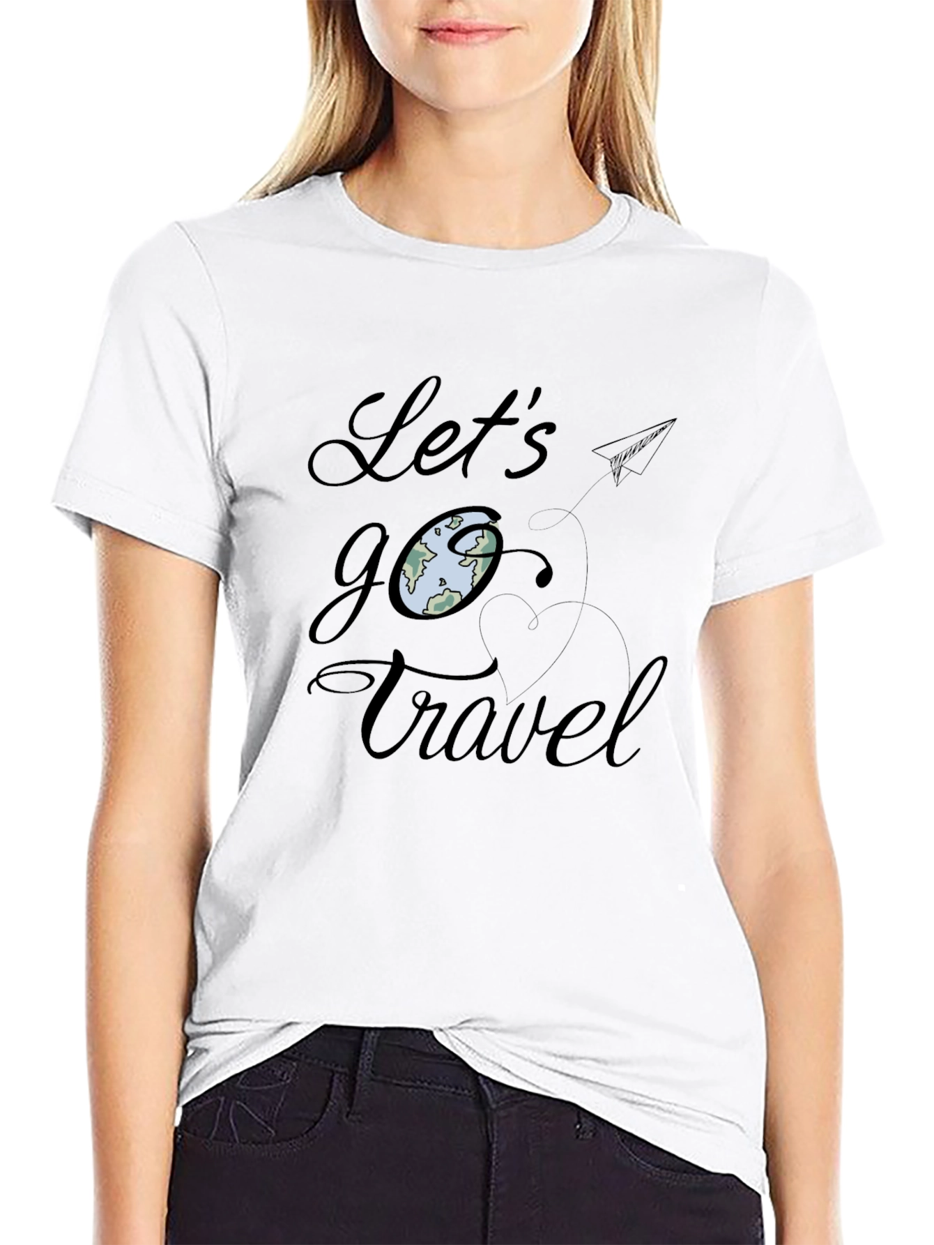 Lets Go Travel Black Graphic Tee