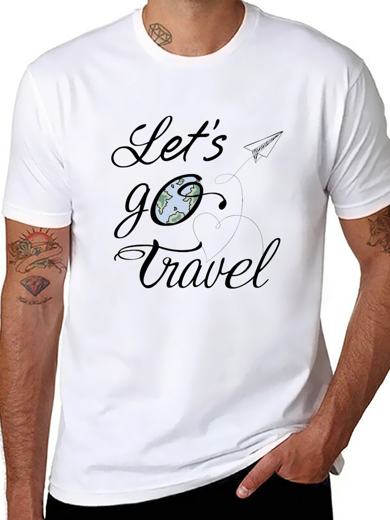 Lets Go Travel Black Graphic Tee