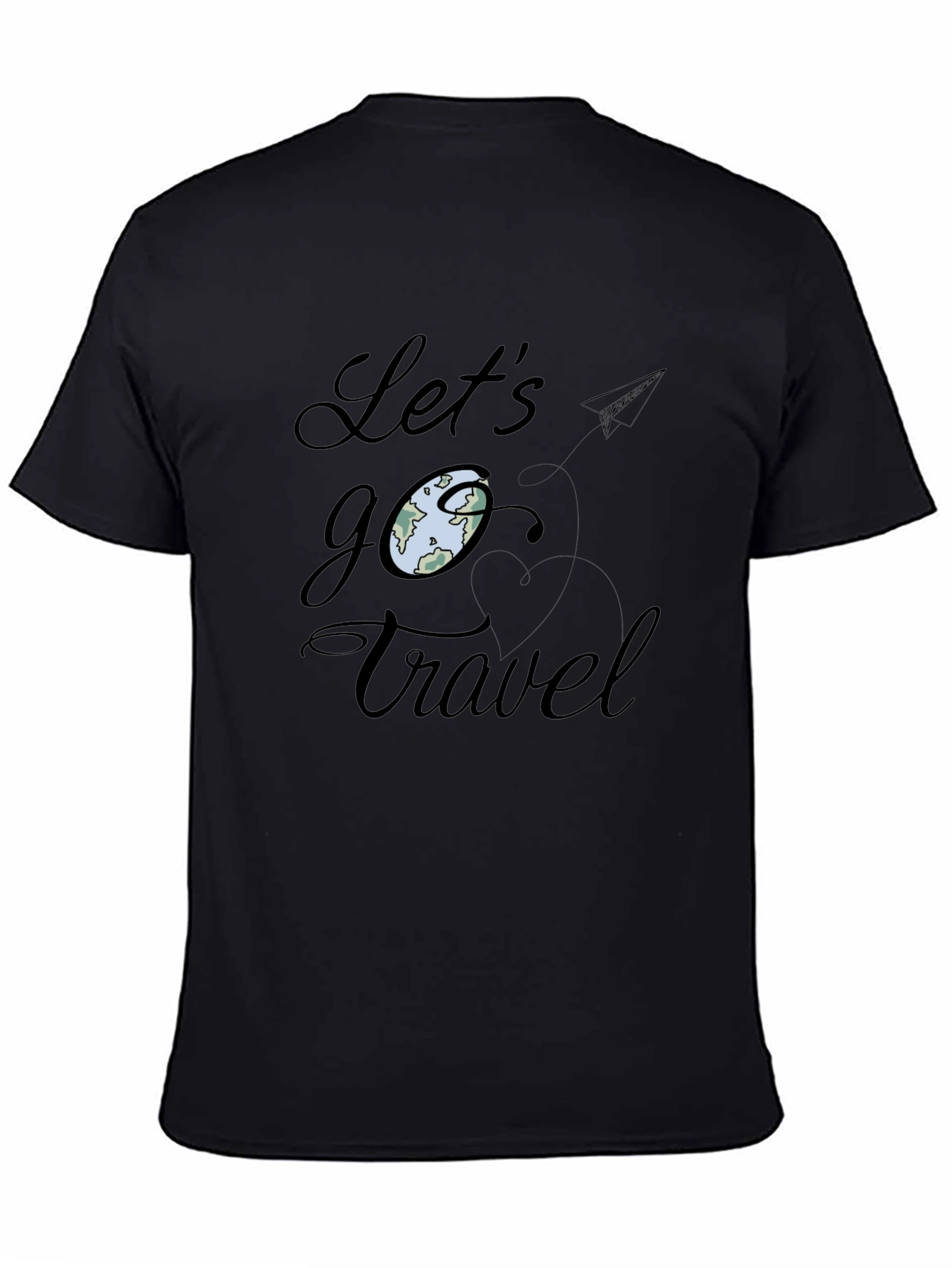 Lets Go Travel Black Graphic Tee