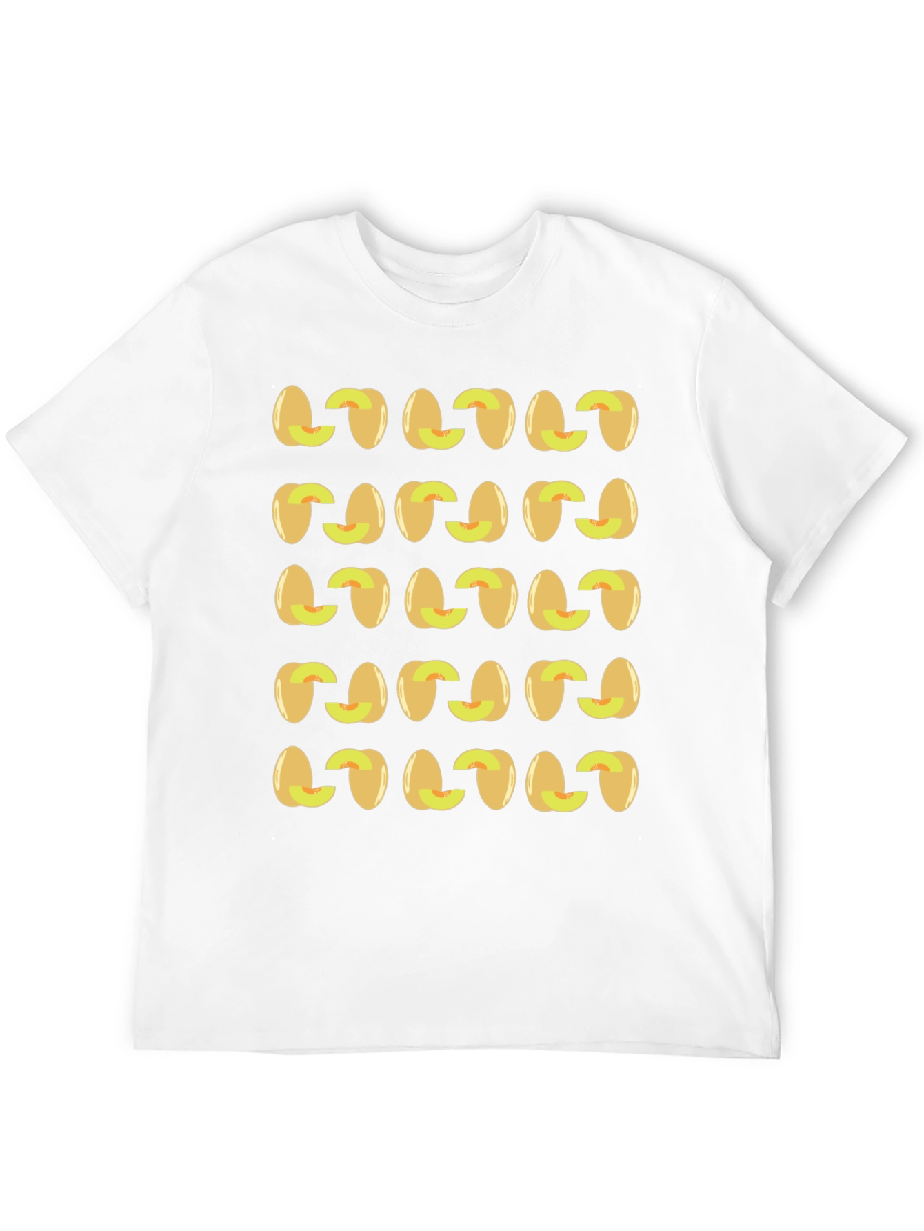 Peach Pattern Black T-Shirt Fruit Design