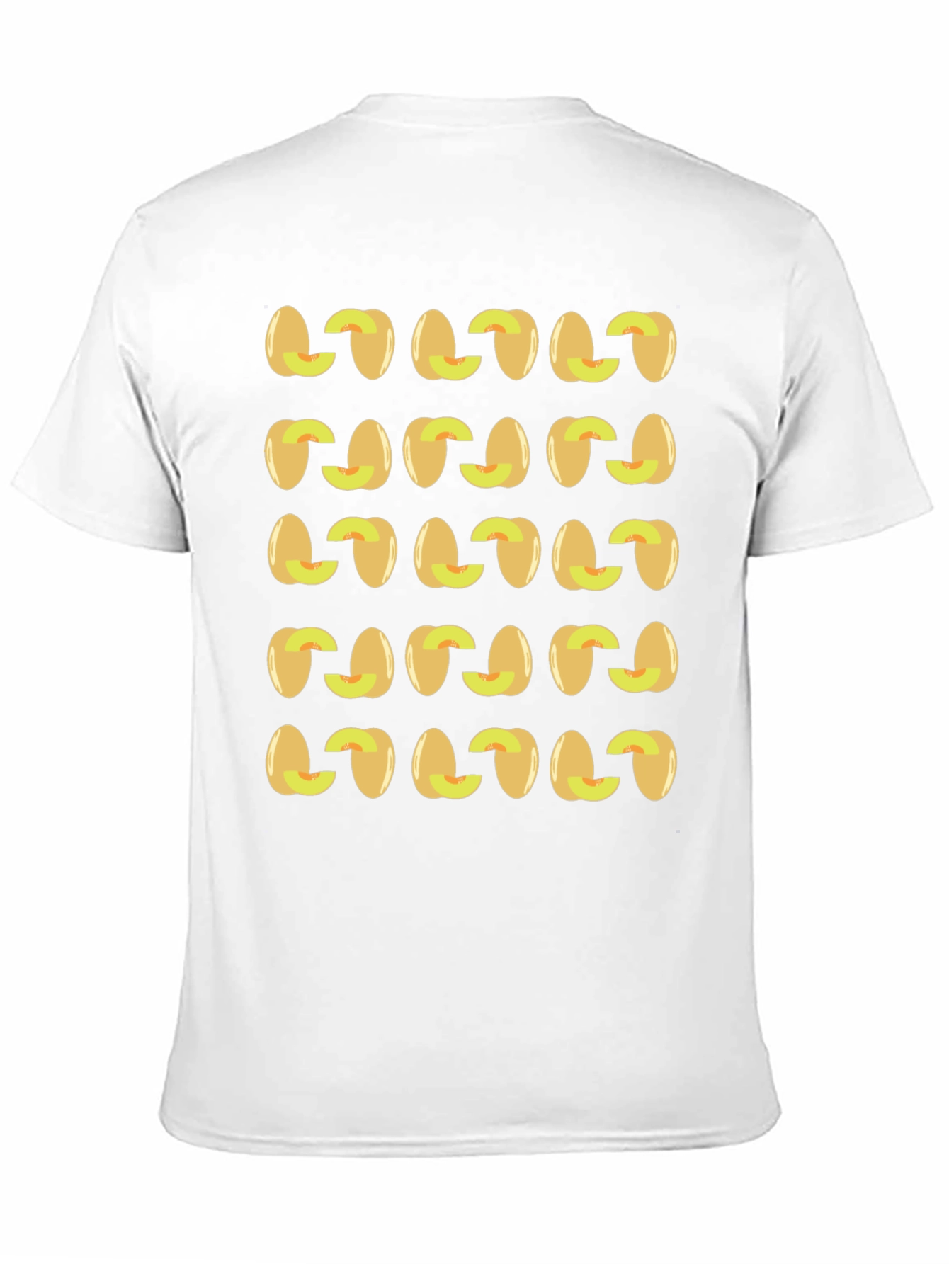 Peach Pattern Black T-Shirt Fruit Design