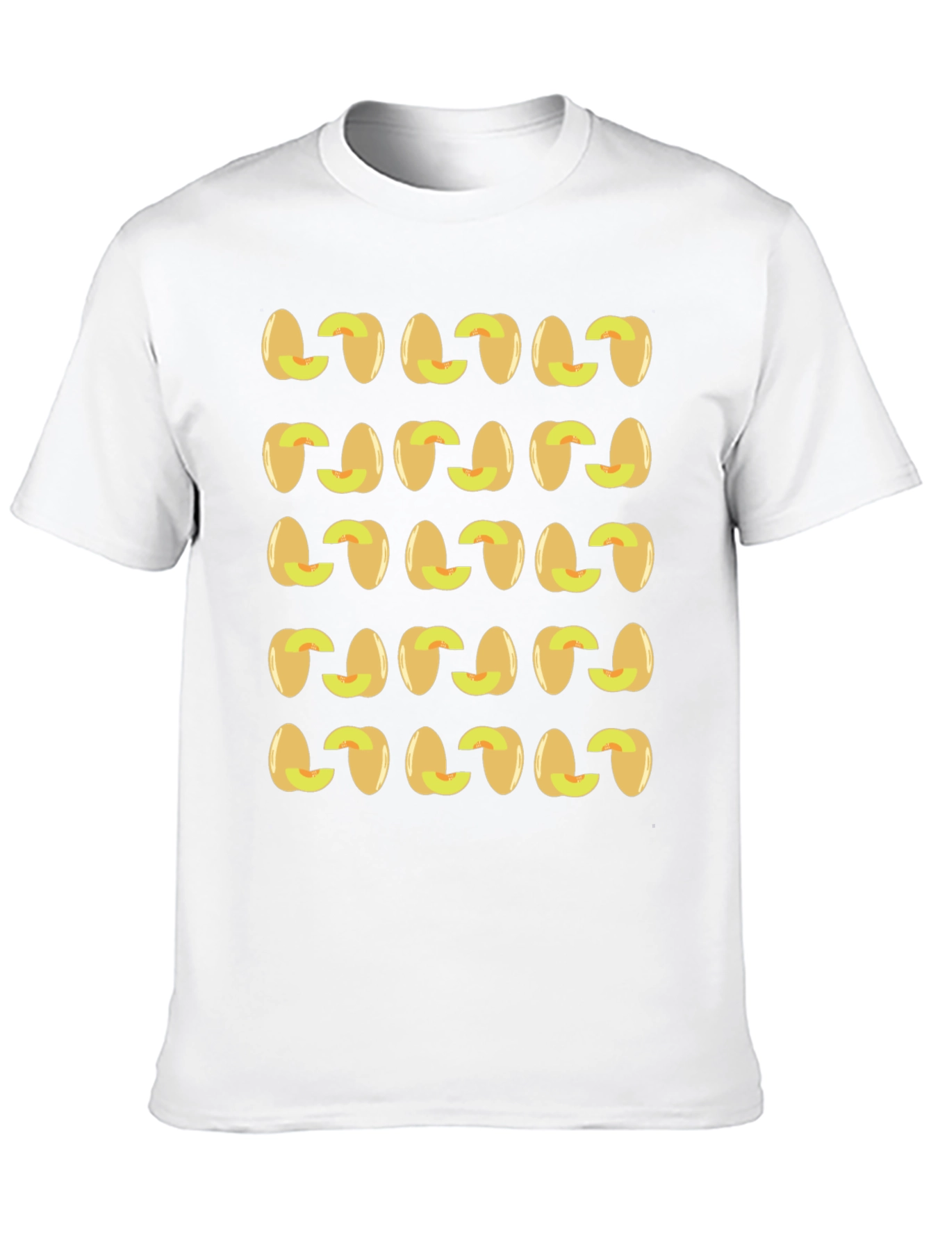 Peach Pattern Black T-Shirt Fruit Design