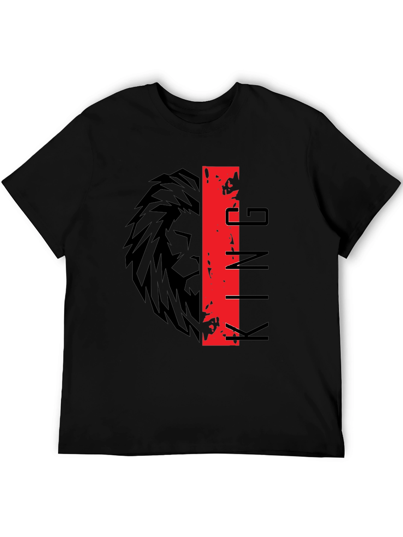 King Lion Graphic Print Black T-Shirt