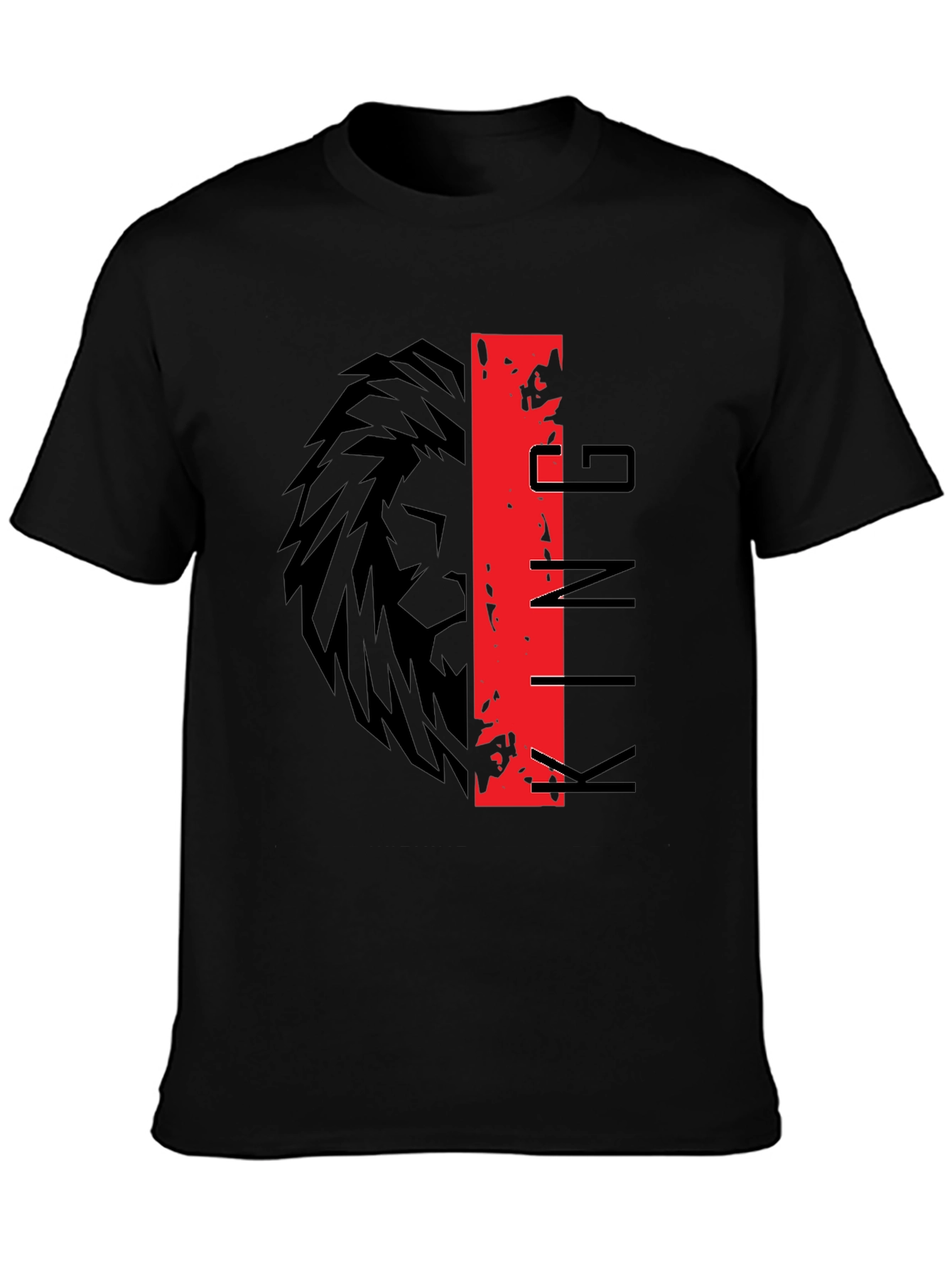 King Lion Graphic Print Black T-Shirt