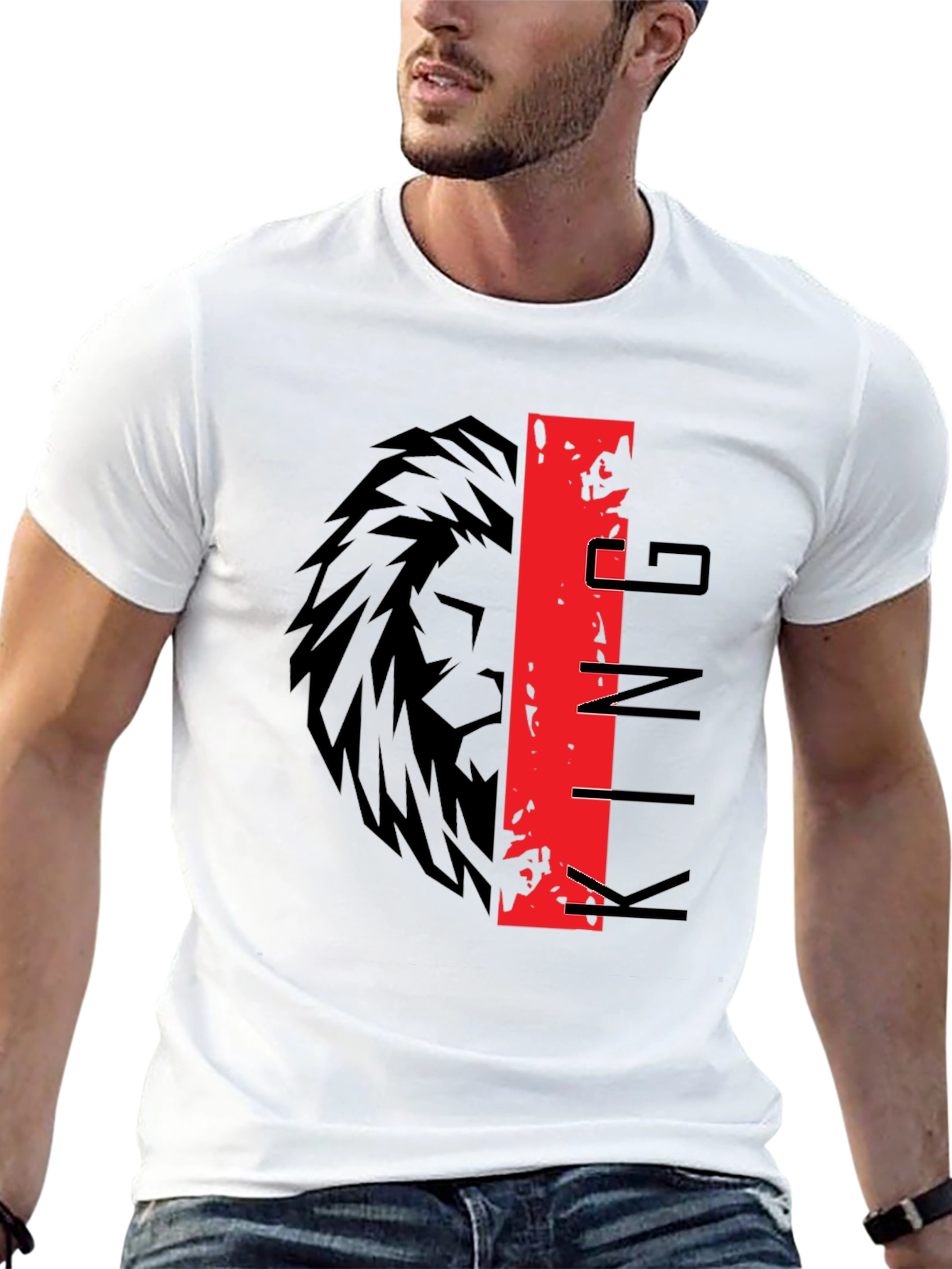 King Lion Graphic Print Black T-Shirt