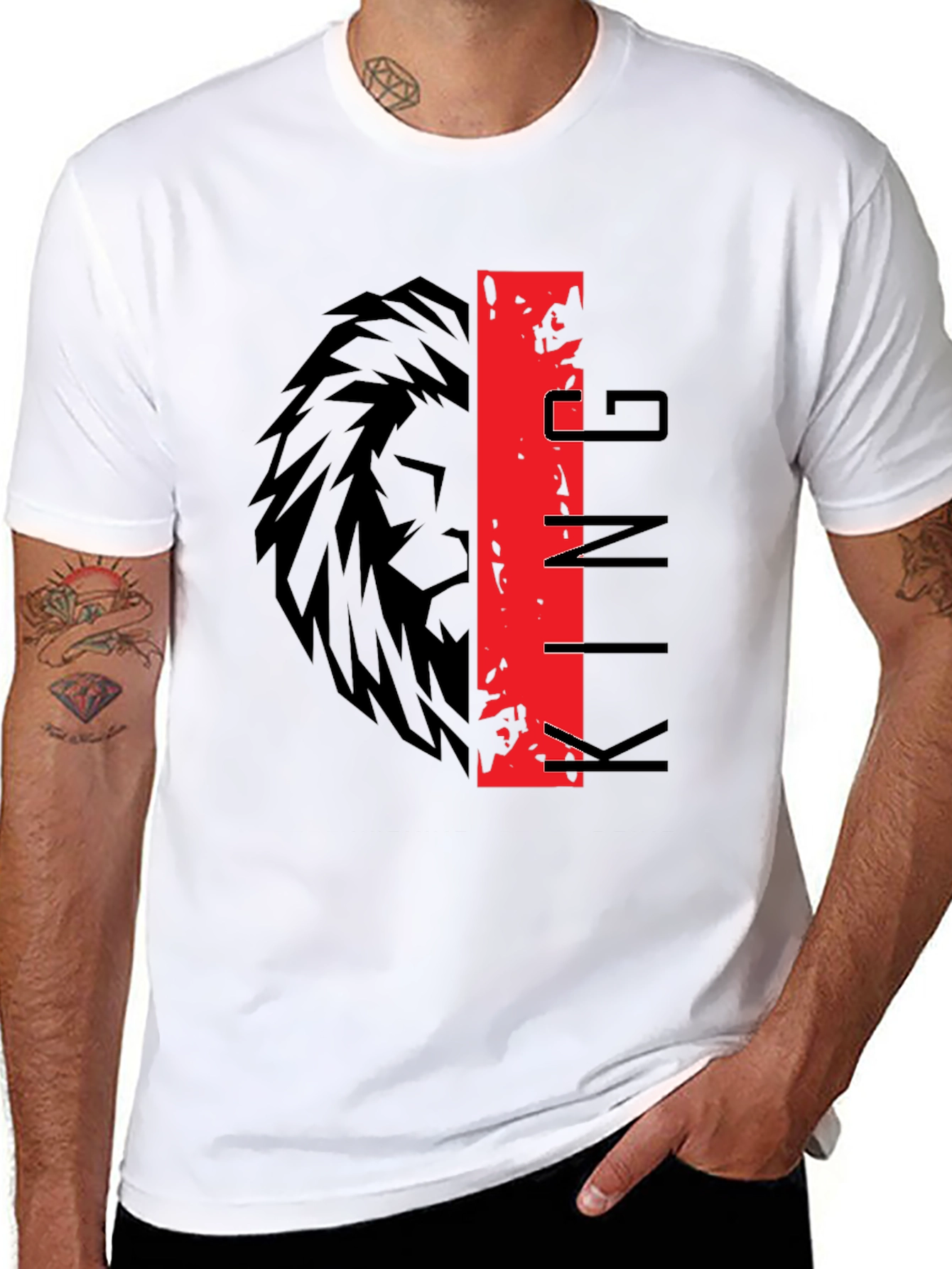 King Lion Graphic Print Black T-Shirt