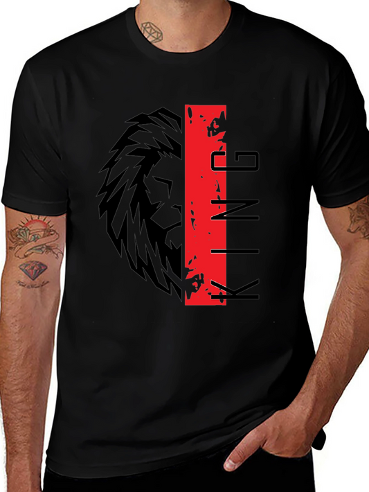 King Lion Graphic Print Black T-Shirt