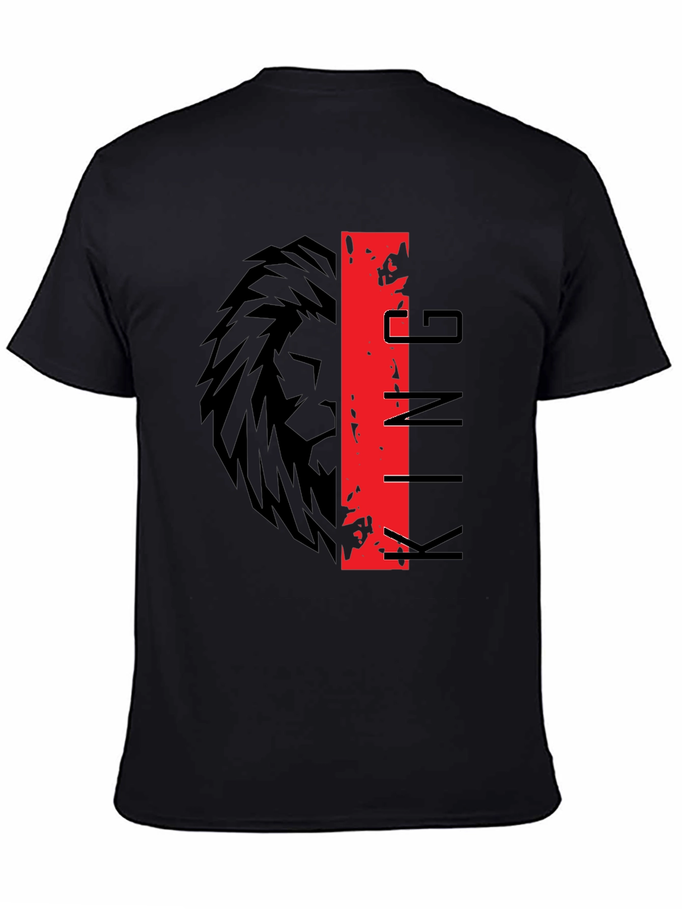 King Lion Graphic Print Black T-Shirt