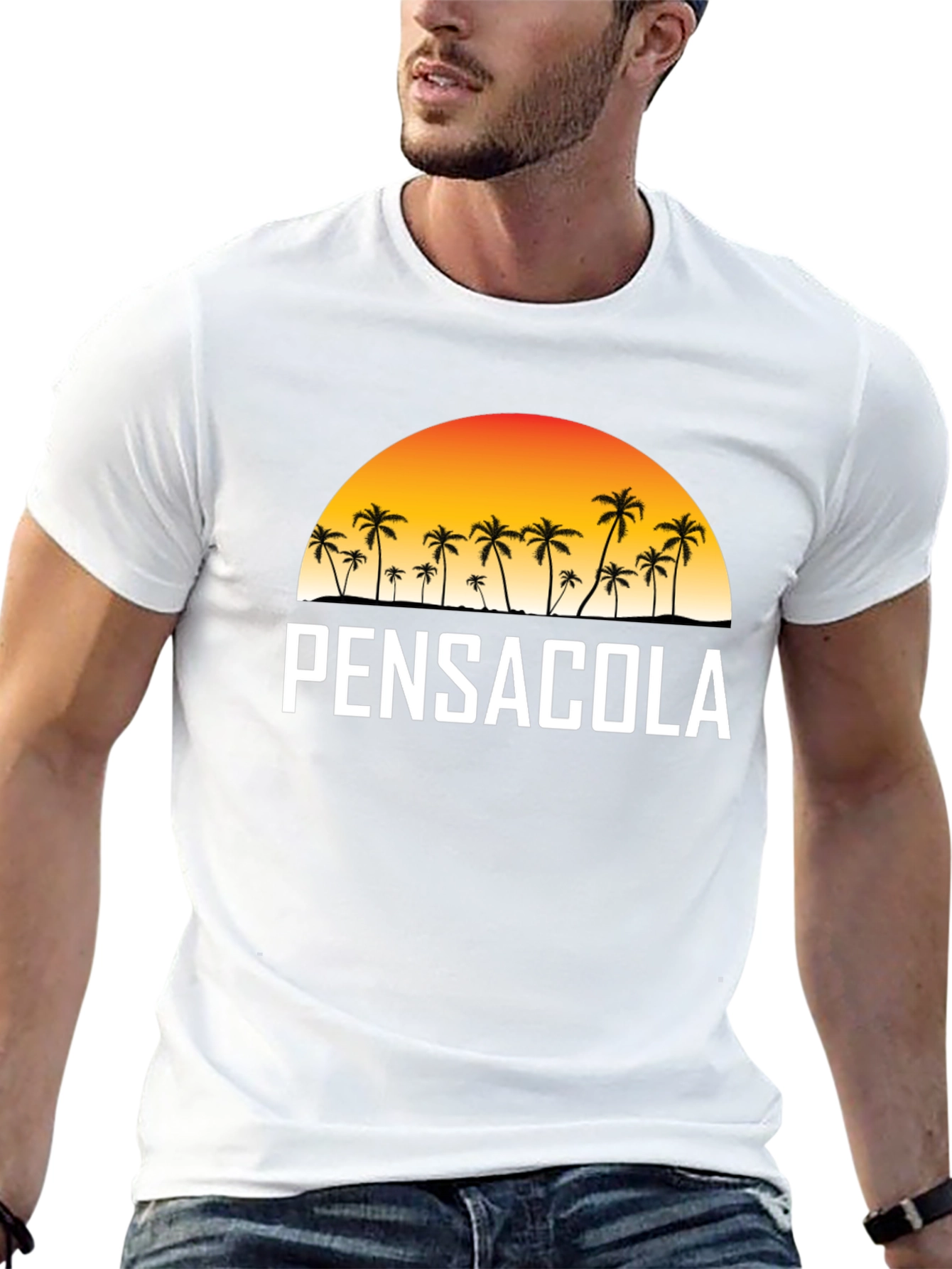 Pensacola Palm Tree Sunset Graphic T-Shirt