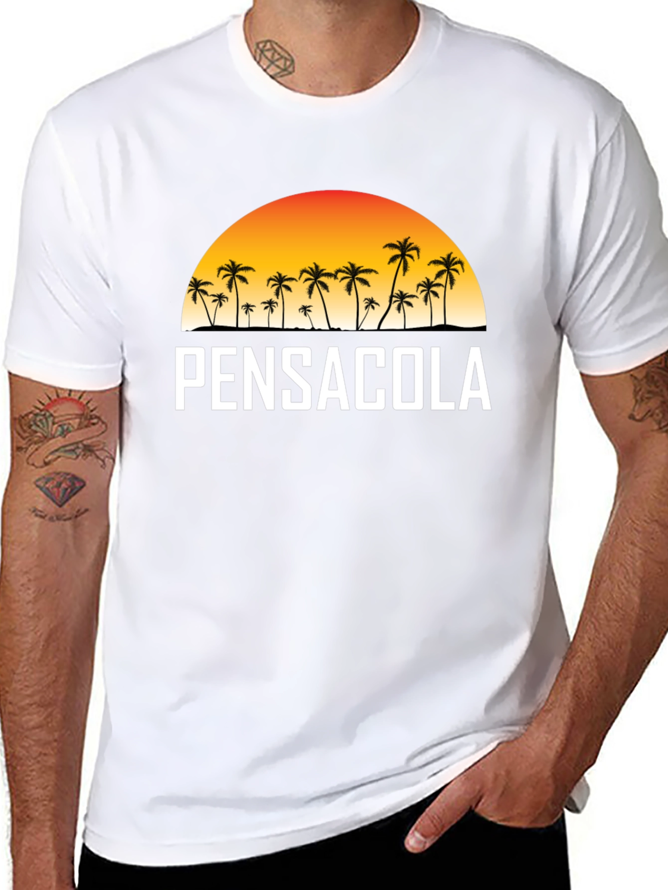 Pensacola Palm Tree Sunset Graphic T-Shirt
