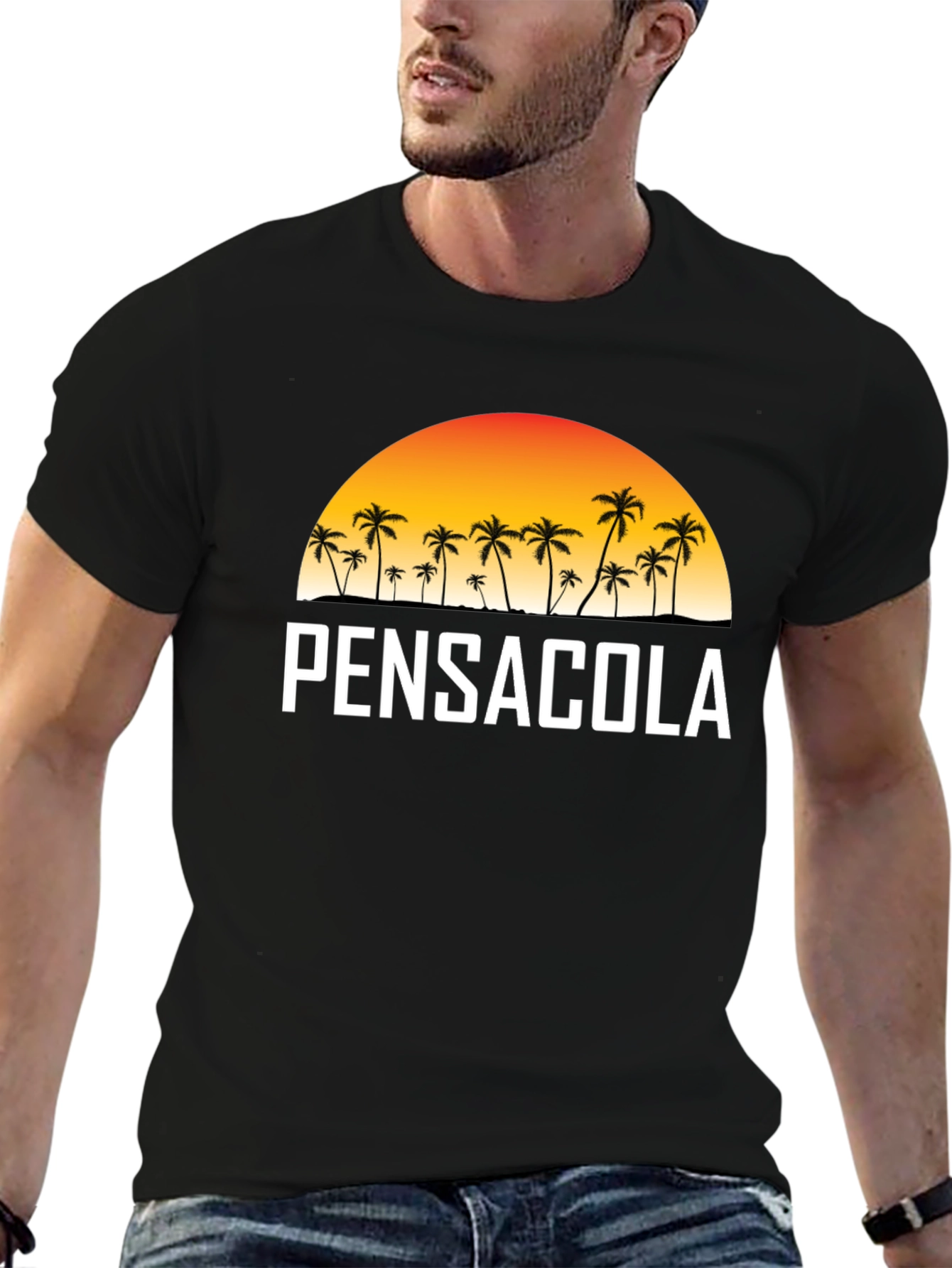 Pensacola Palm Tree Sunset Graphic T-Shirt