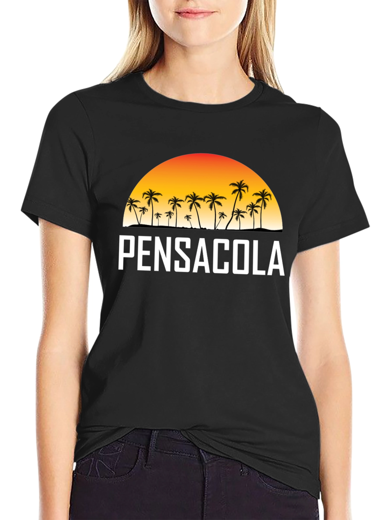 Pensacola Palm Tree Sunset Graphic T-Shirt