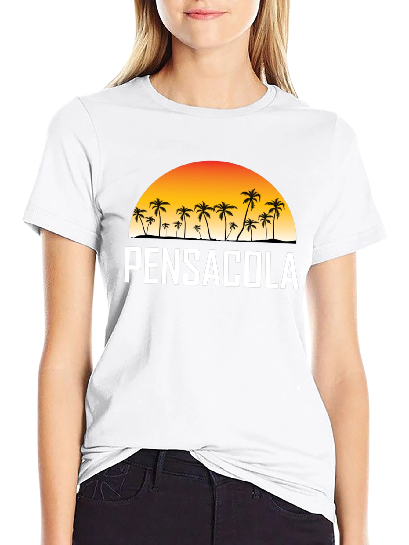 Pensacola Palm Tree Sunset Graphic T-Shirt