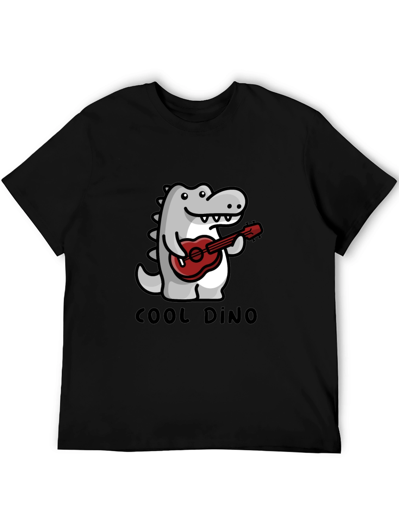 Cool Dino Guitar T-Shirt - Black