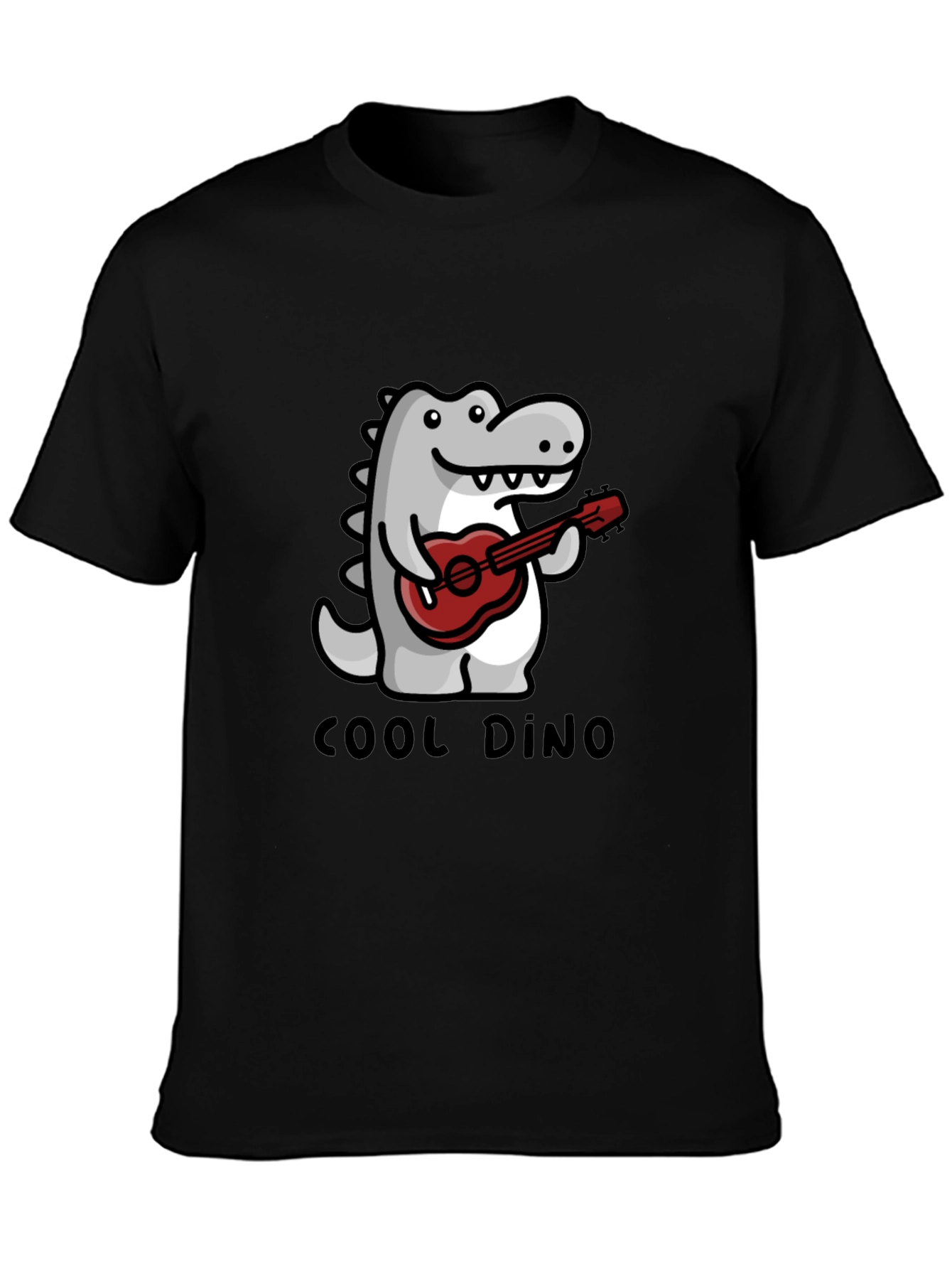 Cool Dino Guitar T-Shirt - Black