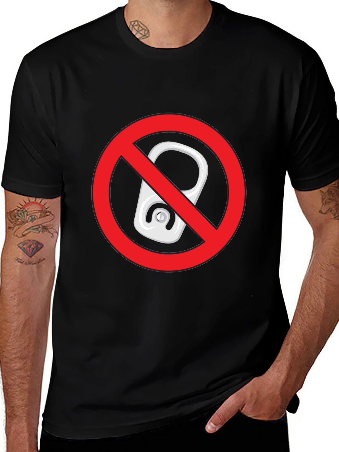 No Can Tabs Black T-Shirt - Novelty Graphic Tee